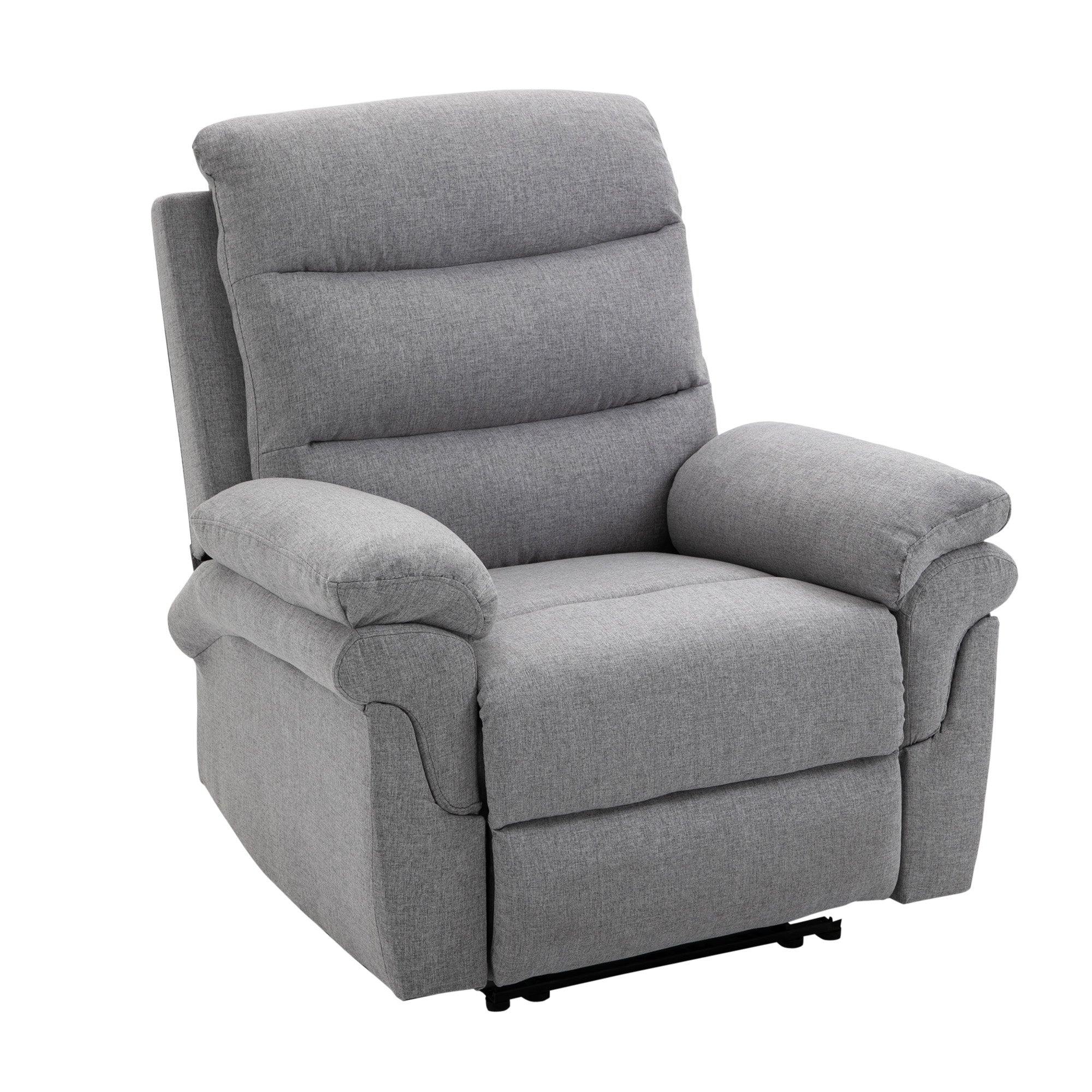 HOMCOM Relaxsessel mit Liegefunktion Einzelsofa Verstellbar Liege 165° neigbar Liegesessel Ruhesessel Fernsehsessel für Wohnzimmer Schlafzimmer Leinen-Touch Hellgrau 91 x 92 x 102 cm