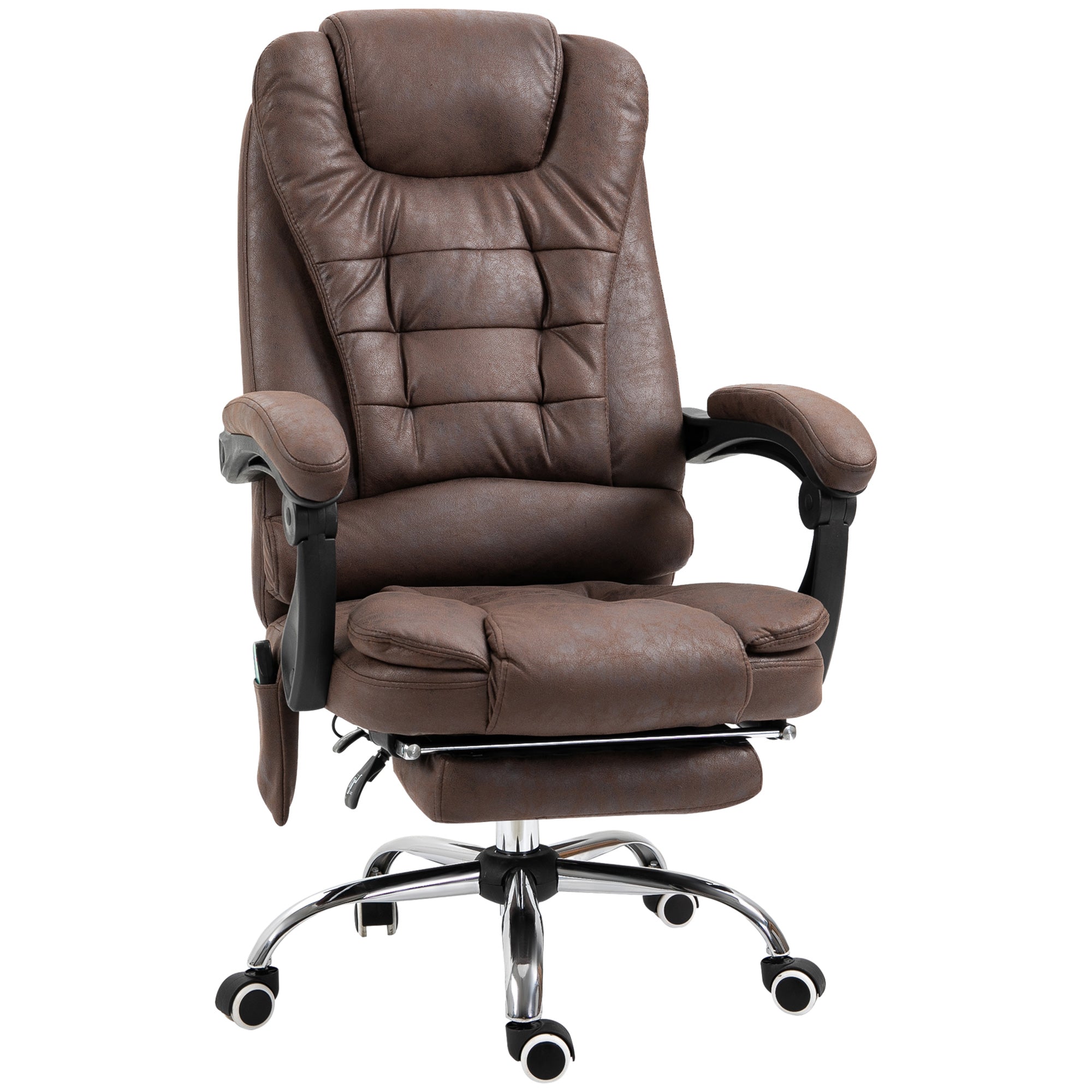 Vinsetto Massage-Bürostuhl, Liege- & Wärmefunktion, drehbar, ergonomisch, bis 120 kg, Braun