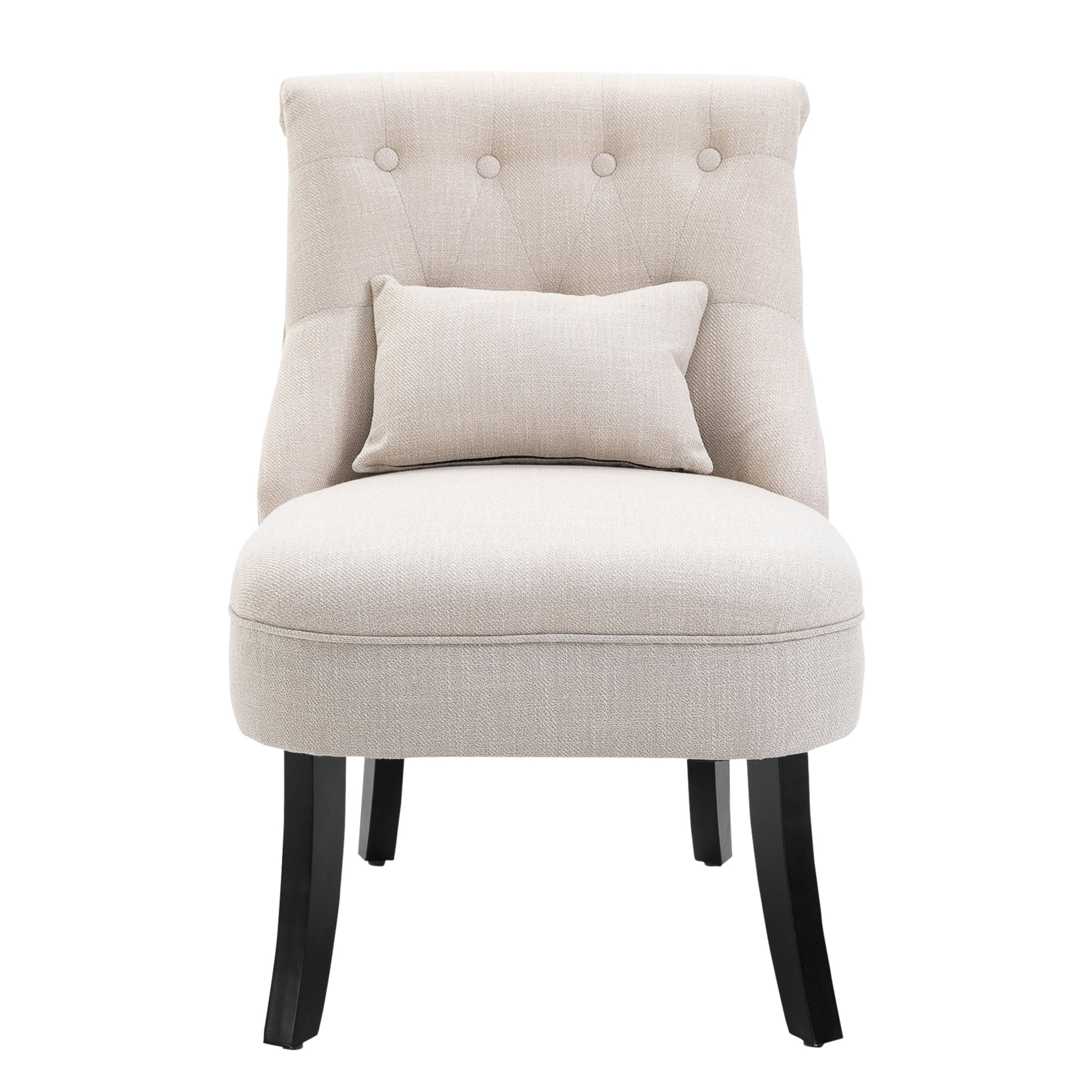 HOMCOM Weicher Polstersessel mit Rückenkissen, zum Lesen und Ausruhen, Stoffbezug in Leinenoptik, 52,5 x 69 x 77 cm, Cremeweiß