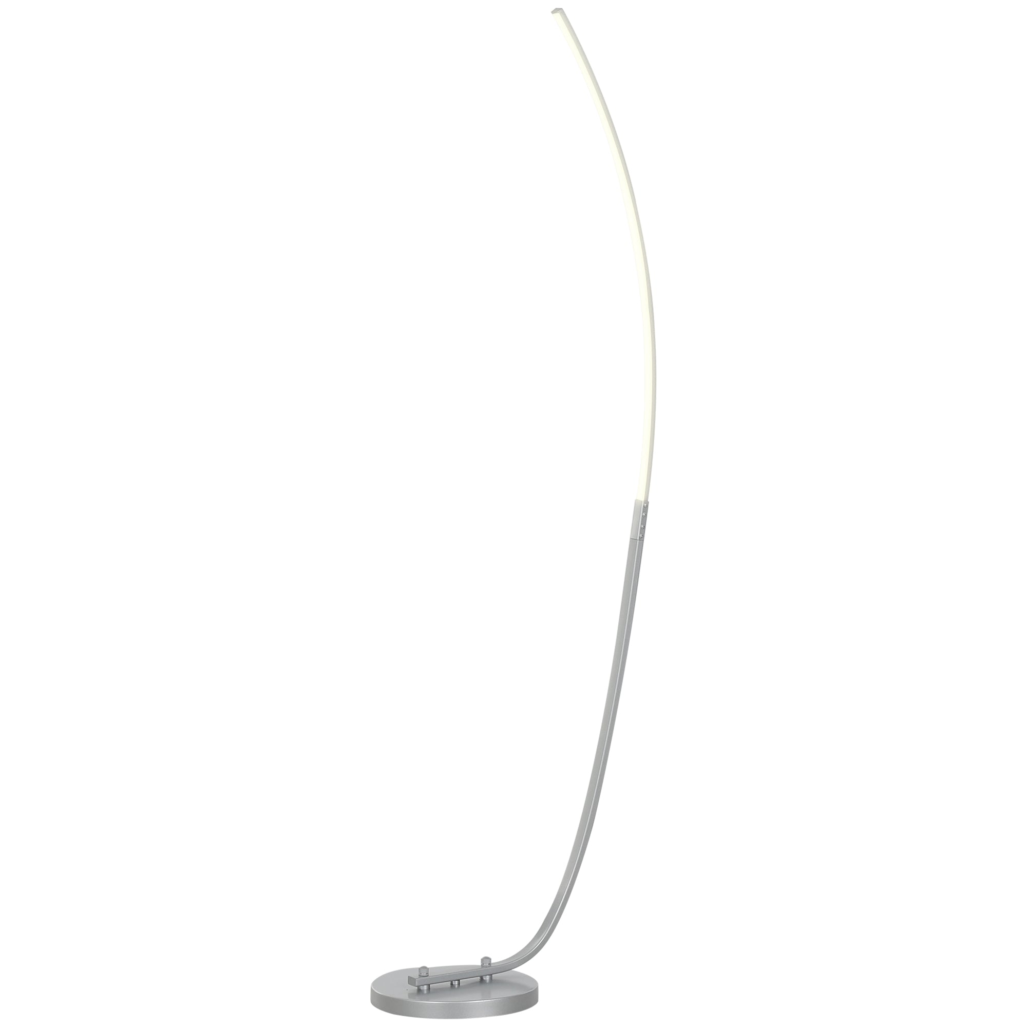 HOMCOM LED-Flurlampe mit anpassbarer Helligkeit, Moderne Stehlampe mit Fußschalter für Schlafzimmer, Wohnzimmer, Silber