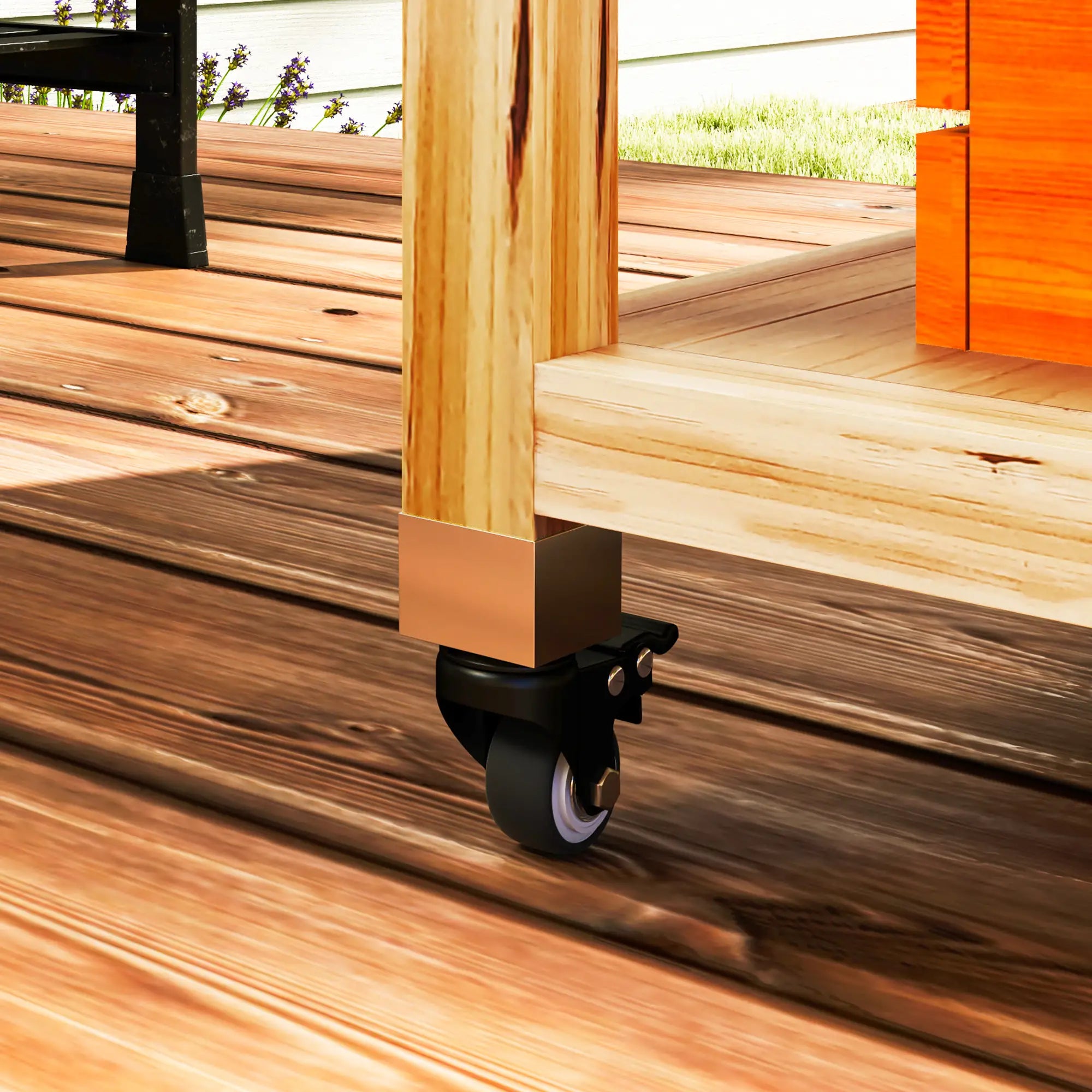 Outsunny Grillwagen Outdoor Kücheninsel mit Rollen Massivholz