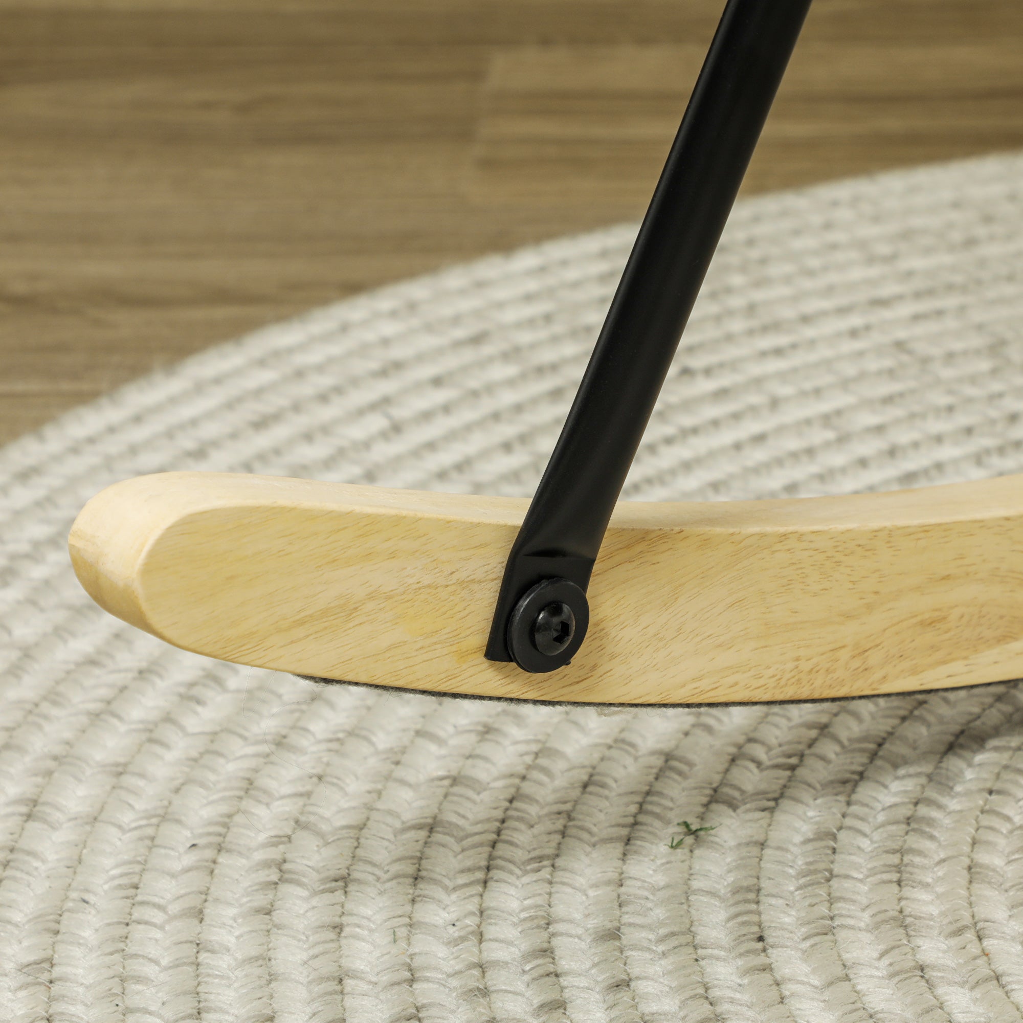 HOMCOM Schaukelstuhl, dicke Polsterung, breite Rückenlehne, Buchenholz/Stahlrahmen, bis 120 kg, Beige