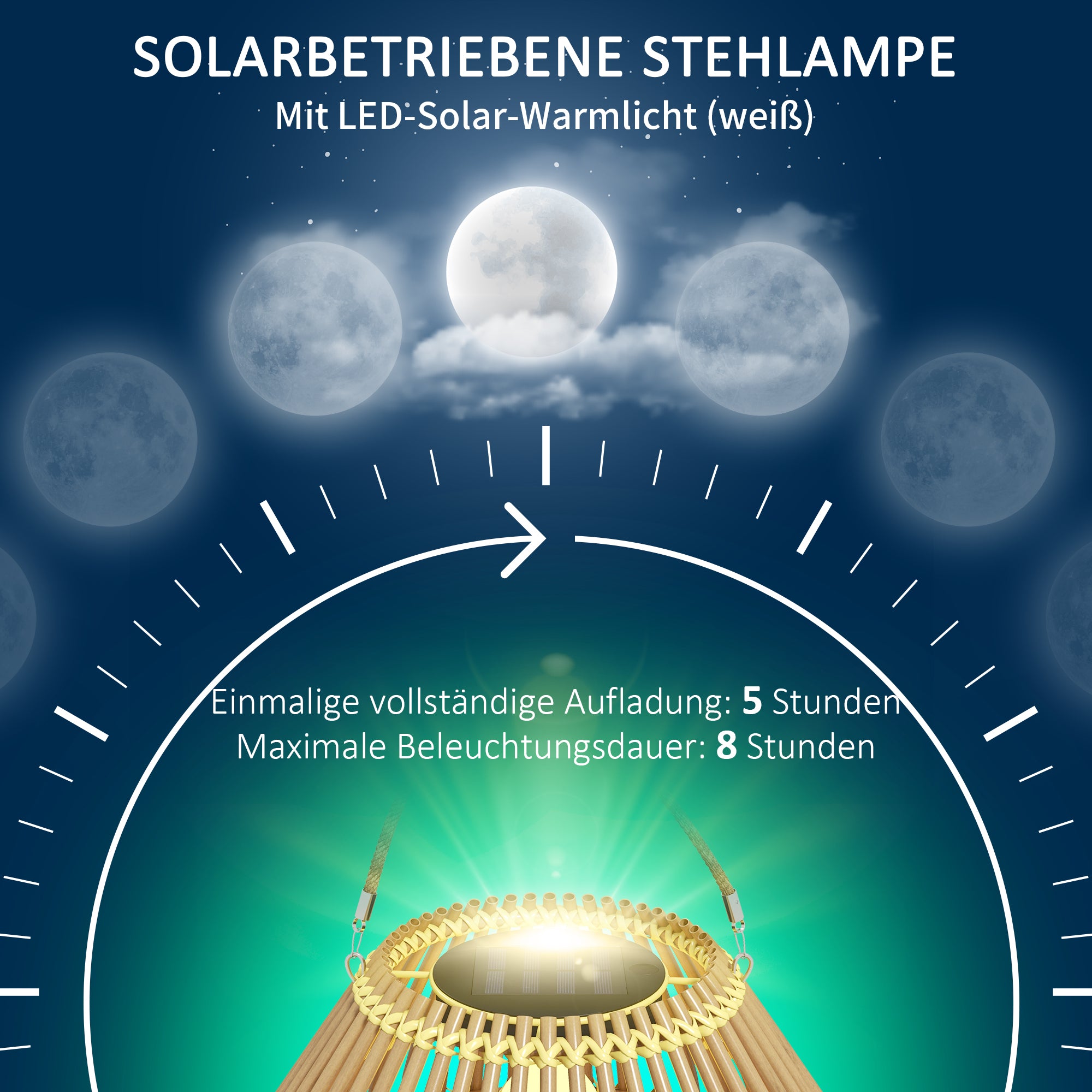 Outsunny Gartenleuchte Solarleuchte Garten-Solarleuchte, PE-Rattan, Boho-Design, 31 cm x 31 cm x 32 cm, Gelb