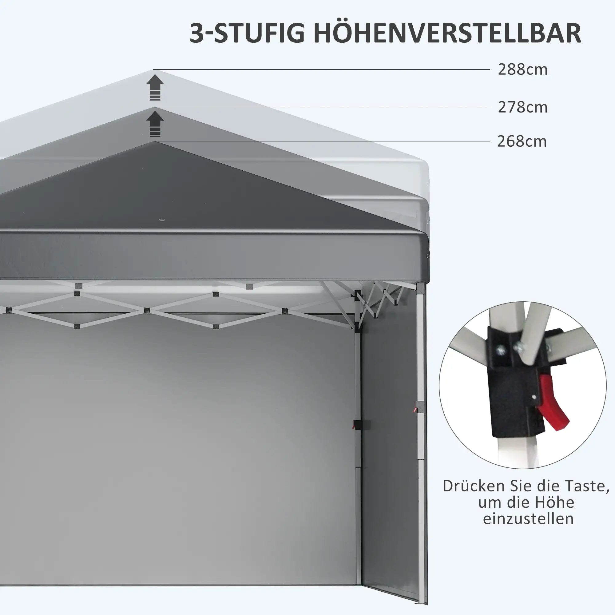 Outsunny Faltpavillon 3×3?m Dunkelgrau mit Seitenwänden