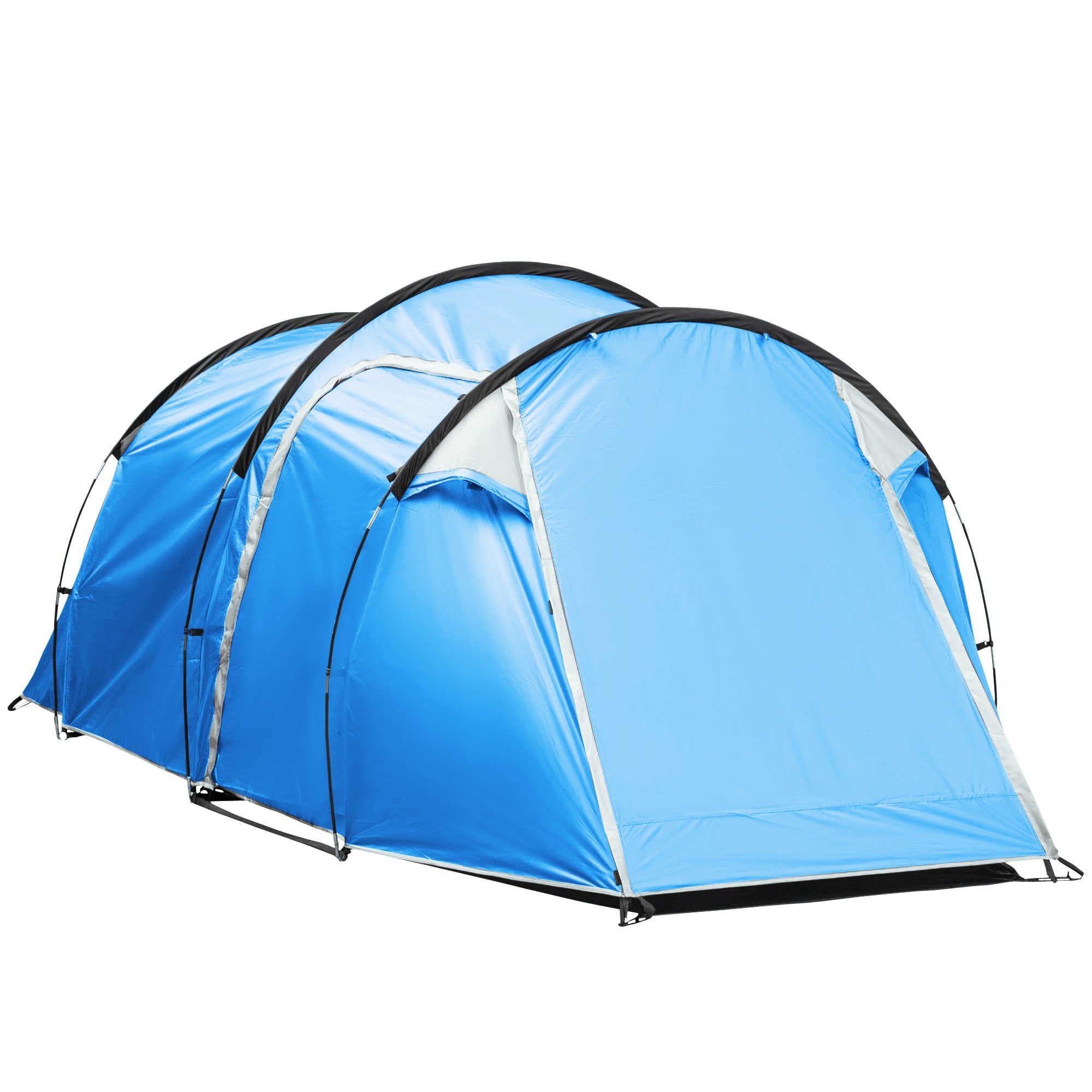 Outsunny Campingzelt, Wurfzelt für 2-3 Personen, Vorraum & Schlafbereich, wasserdicht, 426 x 206 x 154 cm, Hellblau