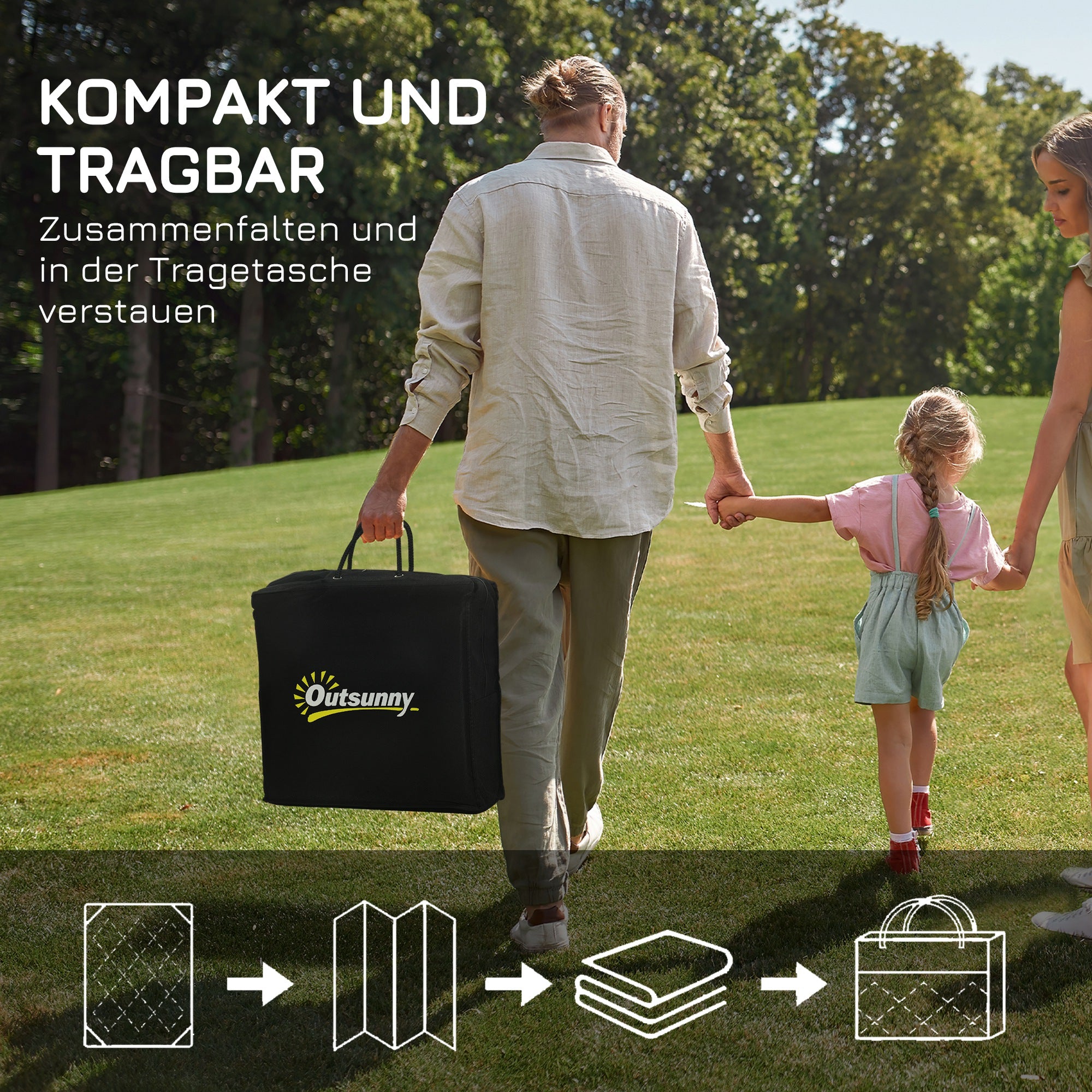 Outsunny Outdoorteppich Terrassenteppich, wetterbeständig, modernes Design, 182 cm x 274 cm x 0,3 cm, Blau + Weiß