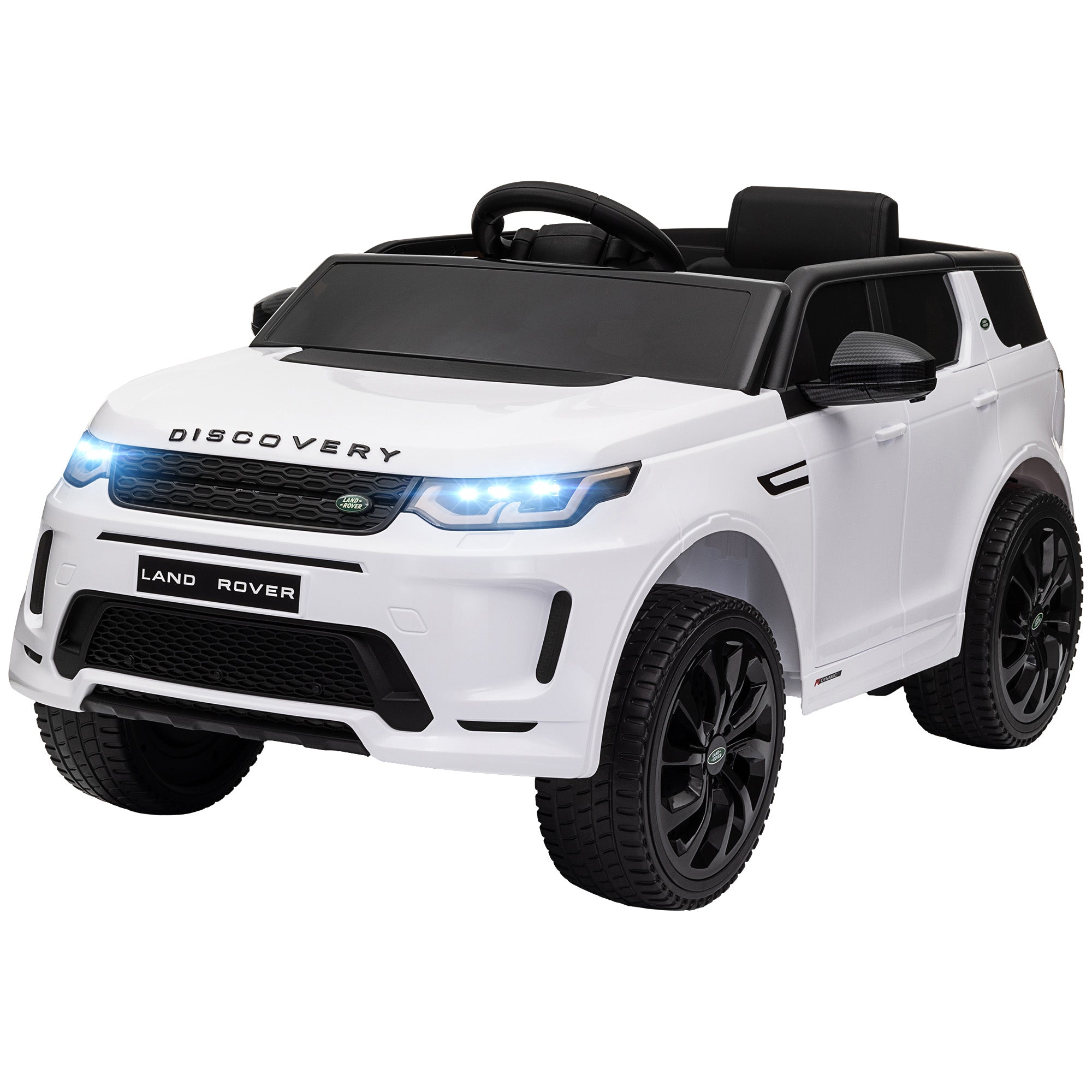 AIYAPLAY Kinder-Elektroauto, 12V Kinderfahrzeug mit Fernbedienung, LED-Lichtern, Musik und Hupe, 3-6 Jahre, Weiß