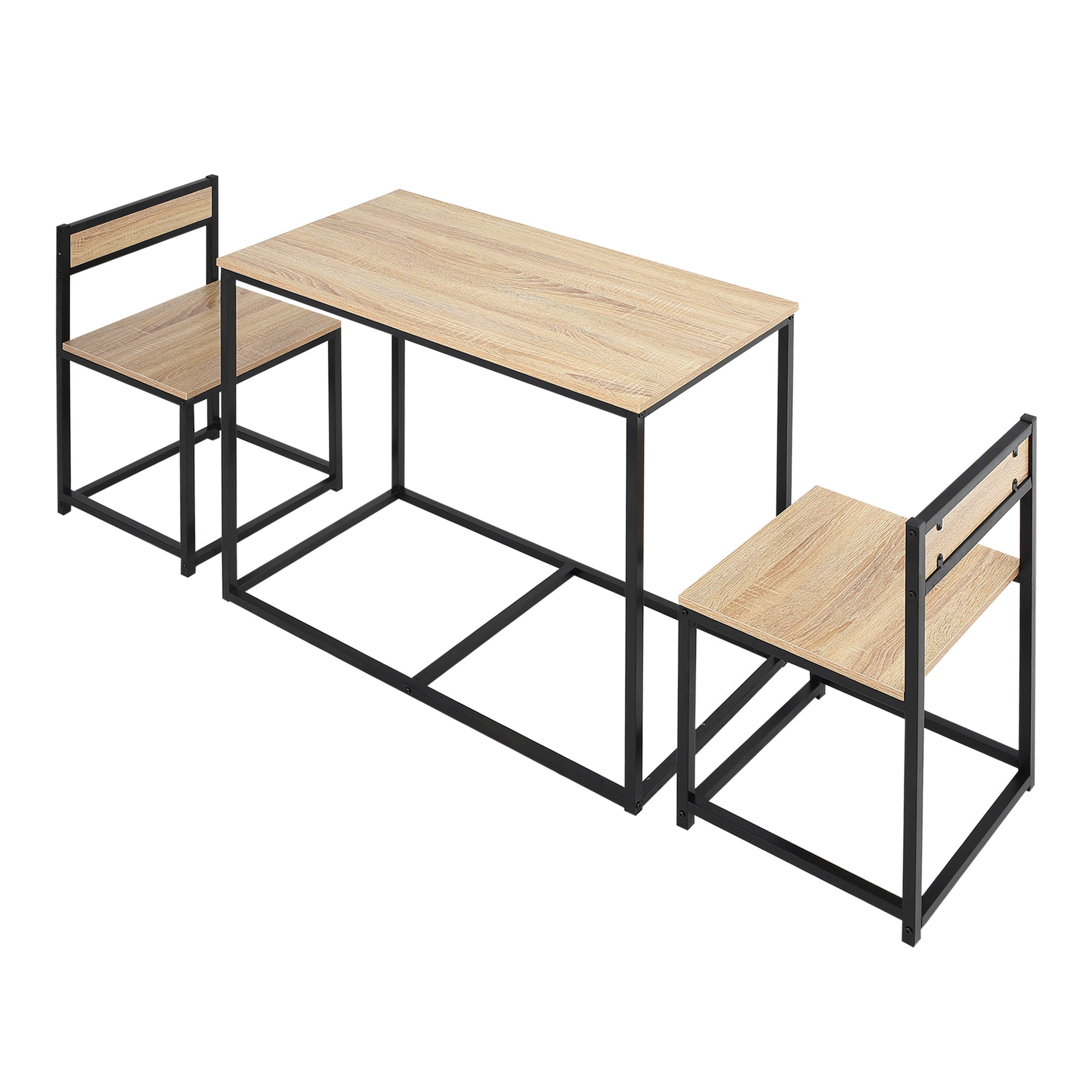 HOMCOM Esstisch-Set mit 2 Stühlen, Kompaktes Set aus Tisch und Stühlen für Esszimmer, Wohnzimmer, Küche, mit Metallrahmen