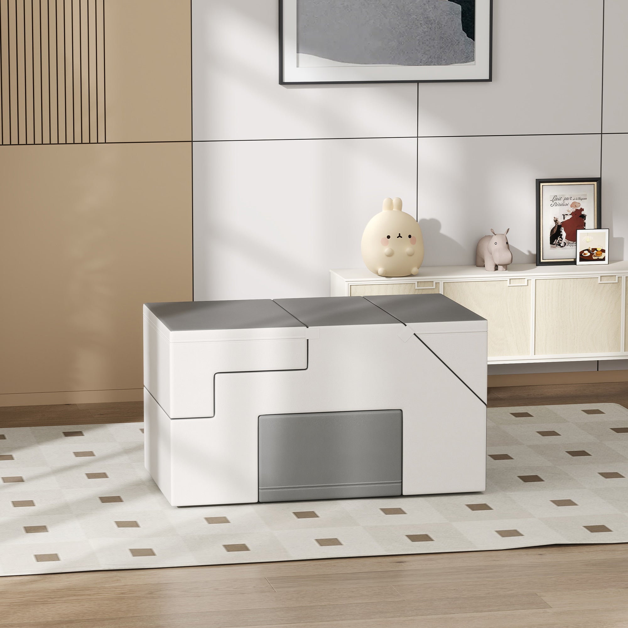 HOMCOM Kletter- und Rutschspielzeug für Kinder, fördert Motorik, Kunstleder, EPE-Schaum, 86x49x47 cm, Grau