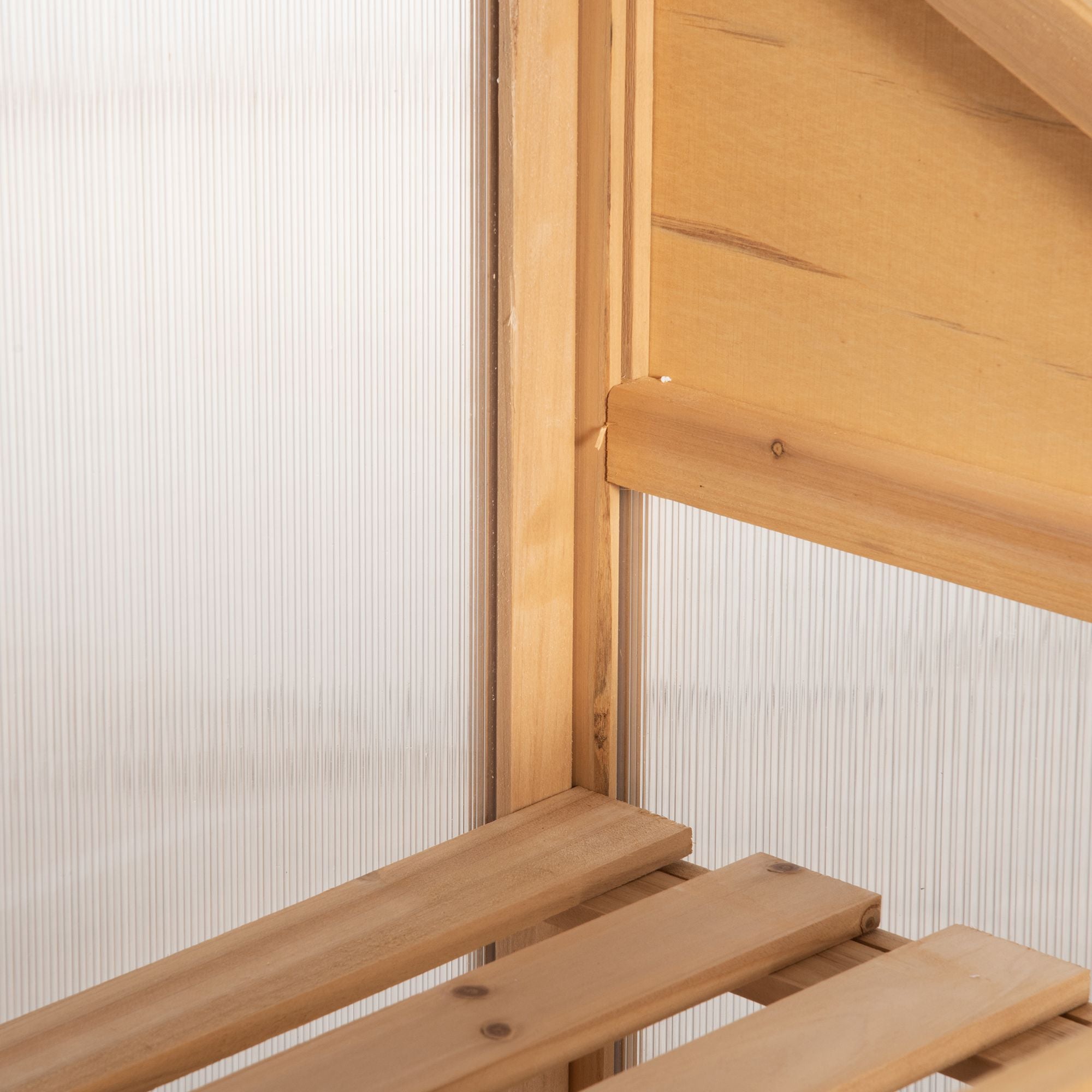 Outsunny Mini-Gewächshaus, kleines Treibhaus mit Holzrahmen, Fenster und Doppeltür, 3 Regale, 70L x 50B x 120H cm, Braun