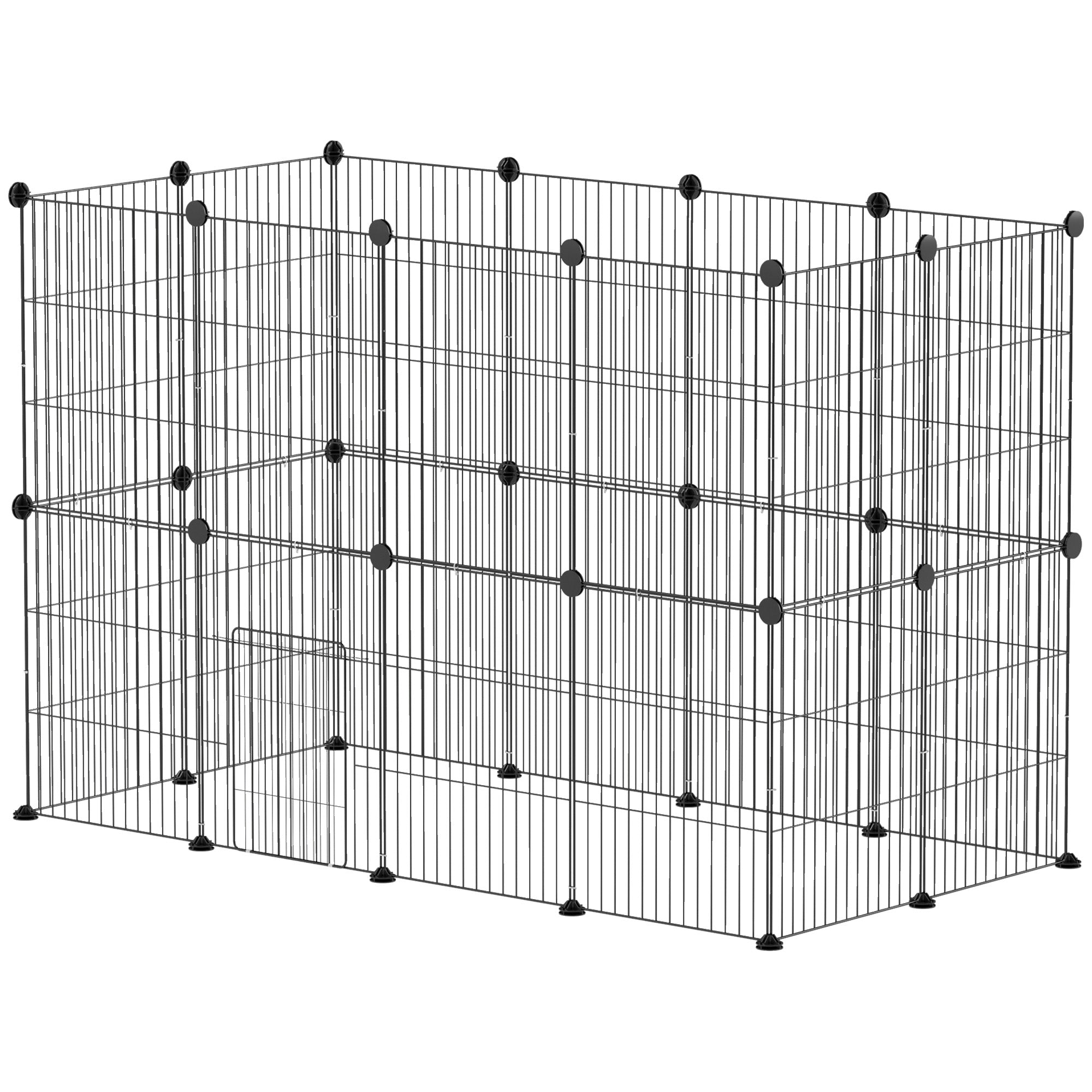 PawHut Kleintierkäfig, Außengehege, modulare Bauweise, 0,72 m² Fläche, Stahl, Schwarz