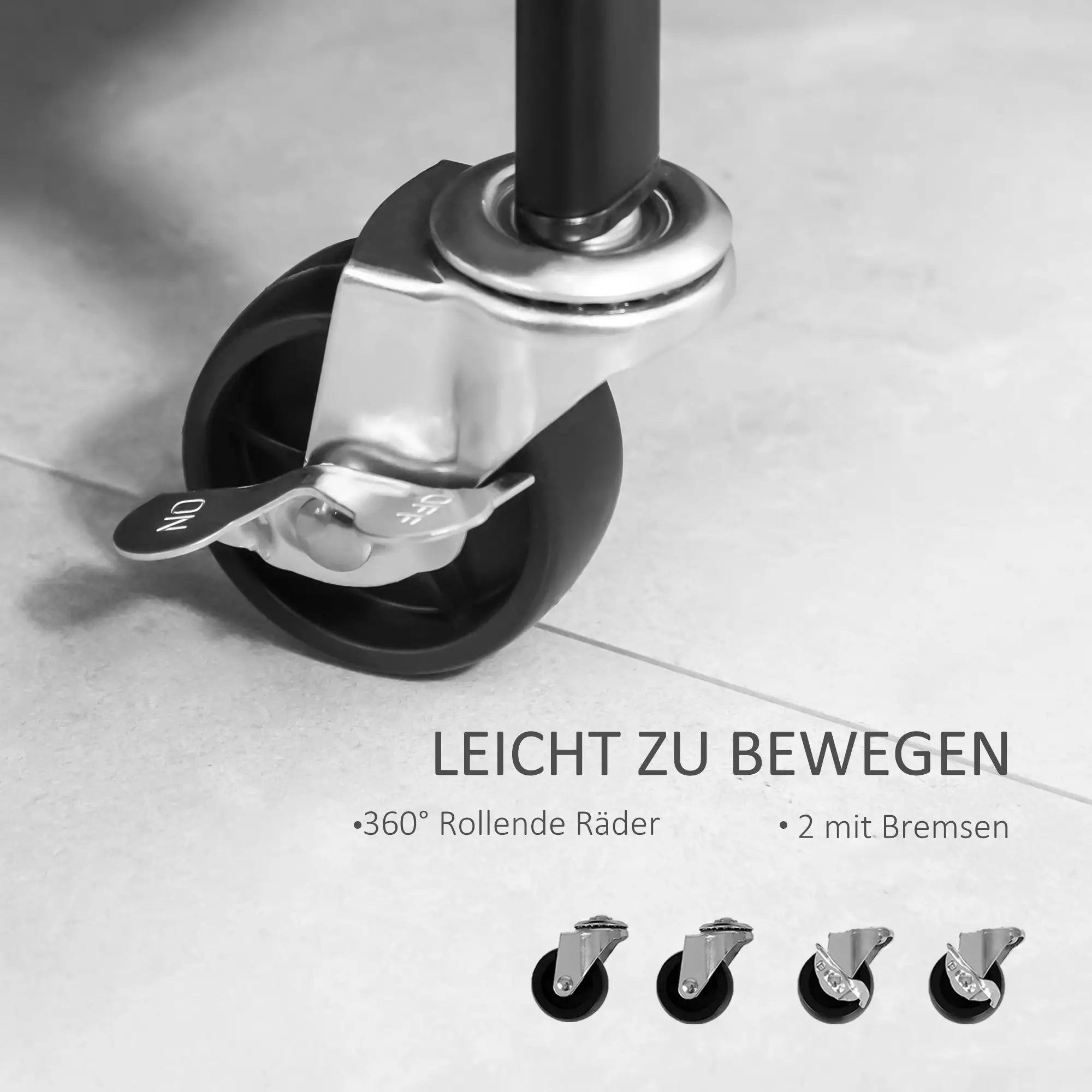 HOMCOM Kleiderständer aus Metall mit Schuhablage, fahrbar, freistehend, Schwarz