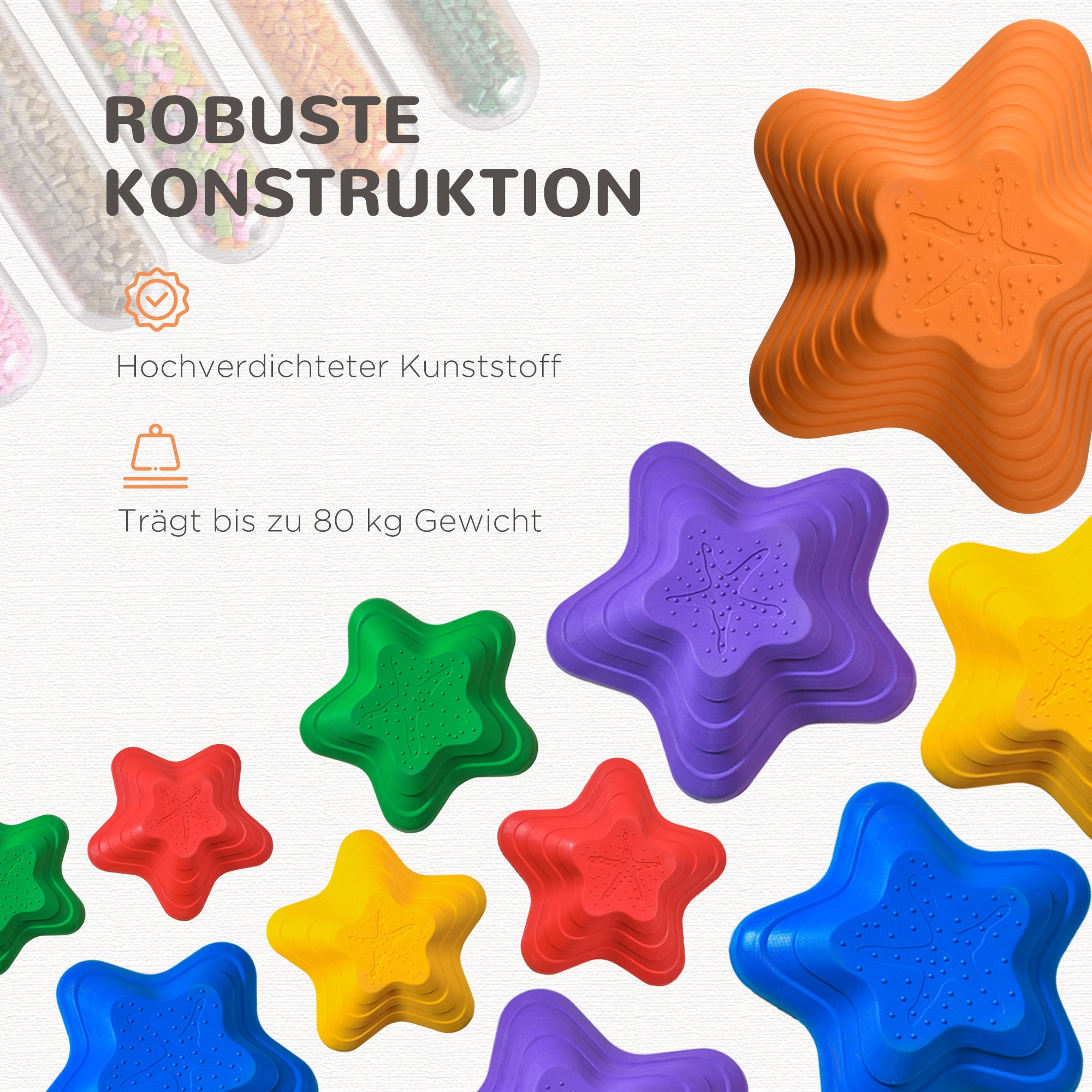 Outsunny Balance-Steine, Trittsteine, 11 Stück, stapelbar, rutschfest, robust, für innen und außen, belastbar bis 80 kg