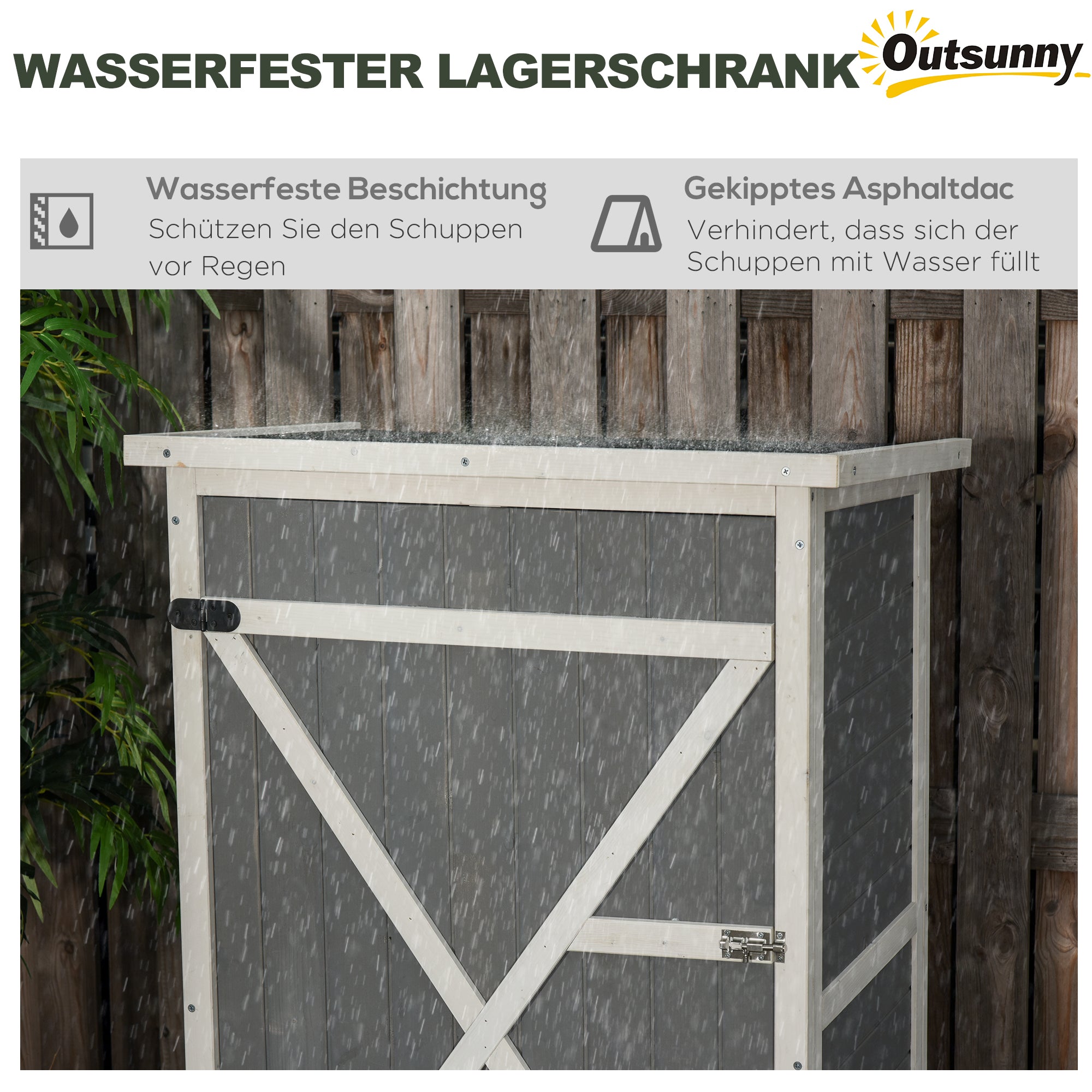 Outsunny Geräteschuppen mit Regalböden wetterbeständig 75 x 56 x 115cm Grau