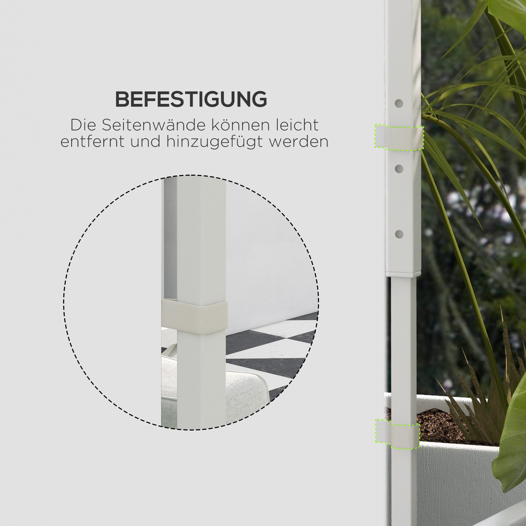 Outsunny Pavillon-Vorhänge, 2er-Set, für 3x6m oder 3x3m Gartenpavillons, mit Fenstern und Türen, Weiß