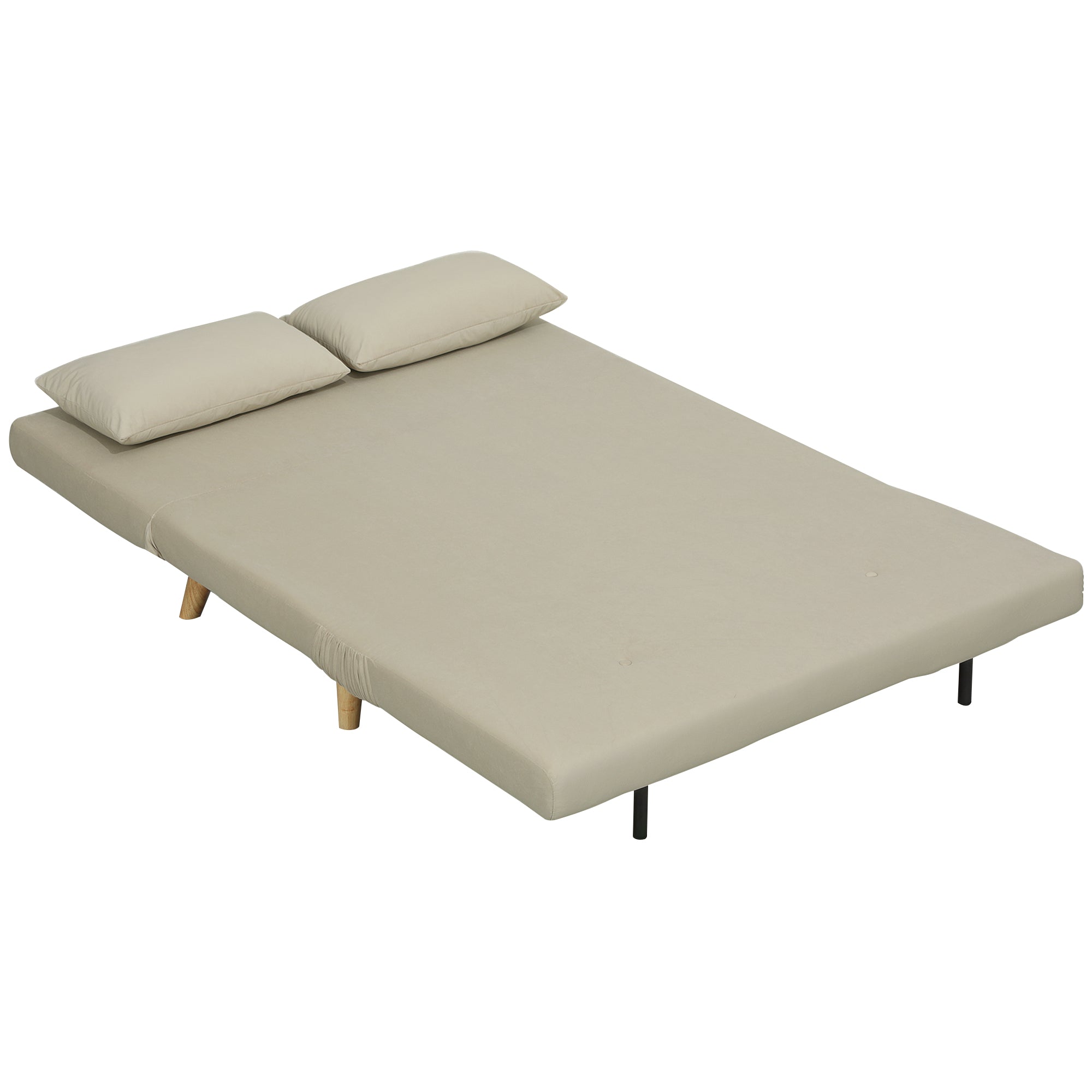 HOMCOM Schlafsofa Relaxsofa Sofa Couch, inkl. 2 Kissen, Samtoptik, 130 x 78 x 79 cm, Beige