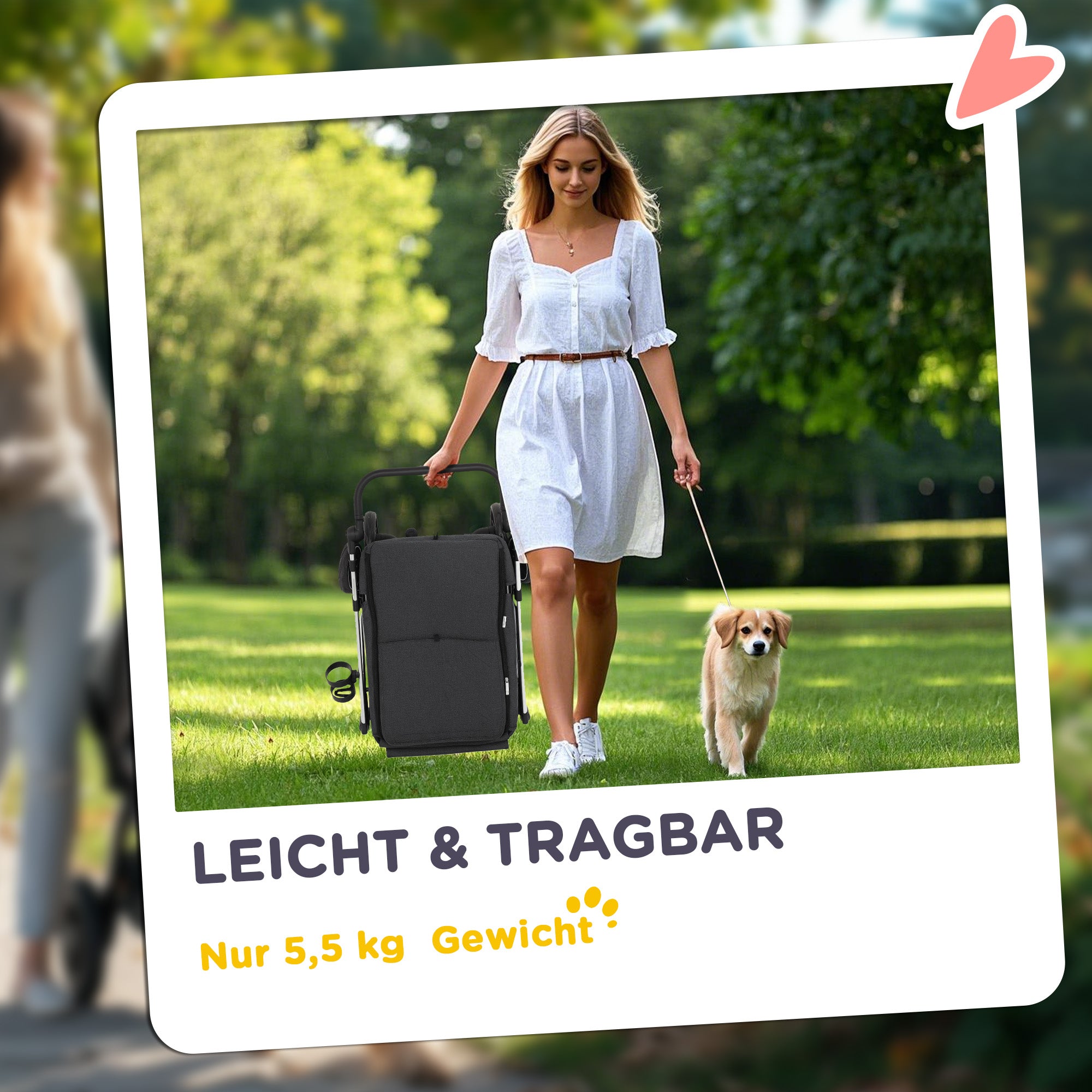 PawHut Hundewagen, Leichter und faltbarer Transportwagen für kleine Hunde, waschbares Kissen, Netzfenster, Grau