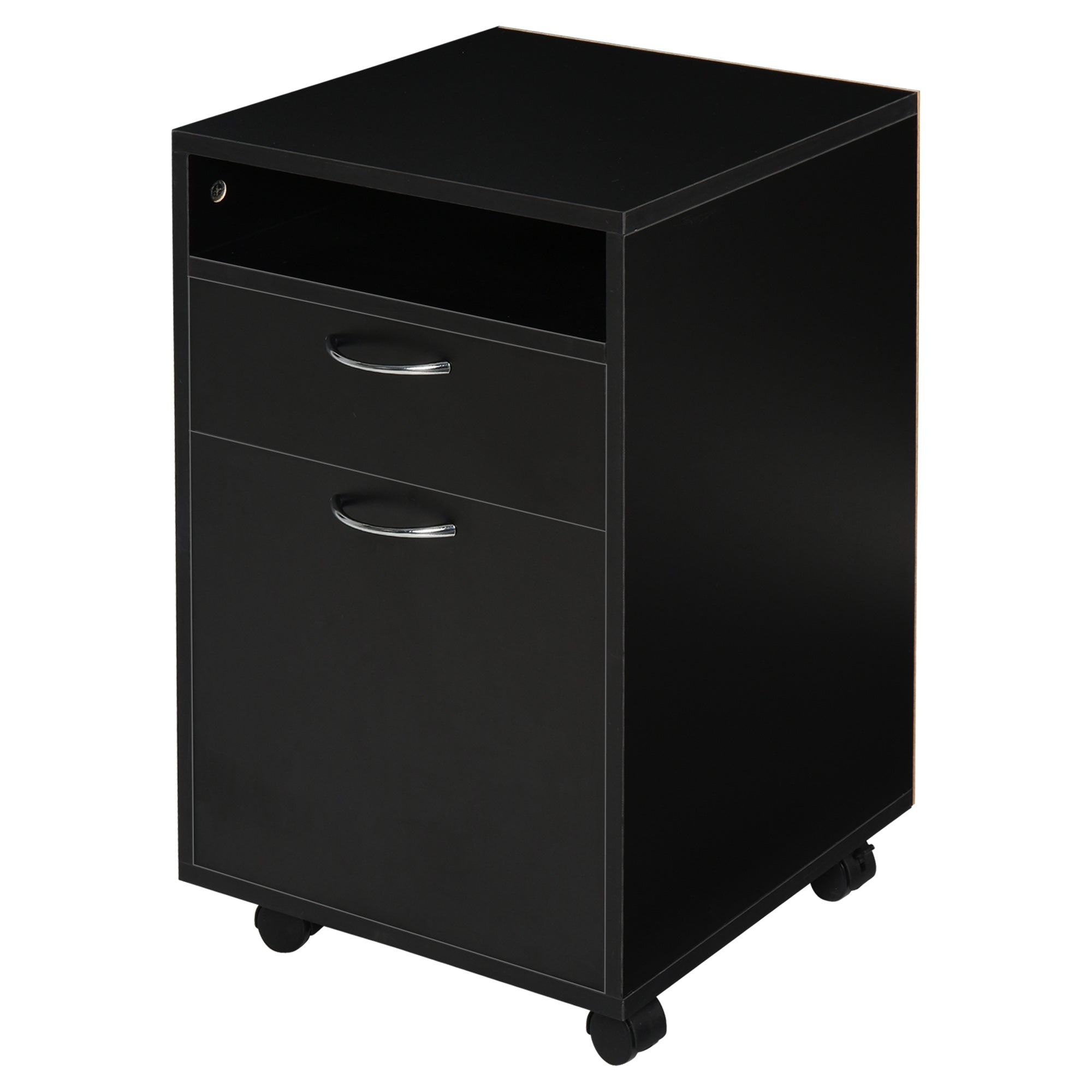 HOMCOM Rollcontainer Schubladencontainer Container, 1 Fach, 1 Regal, 1 Schublade, 40 cm x 3 cm x 60 cm, Schwarz