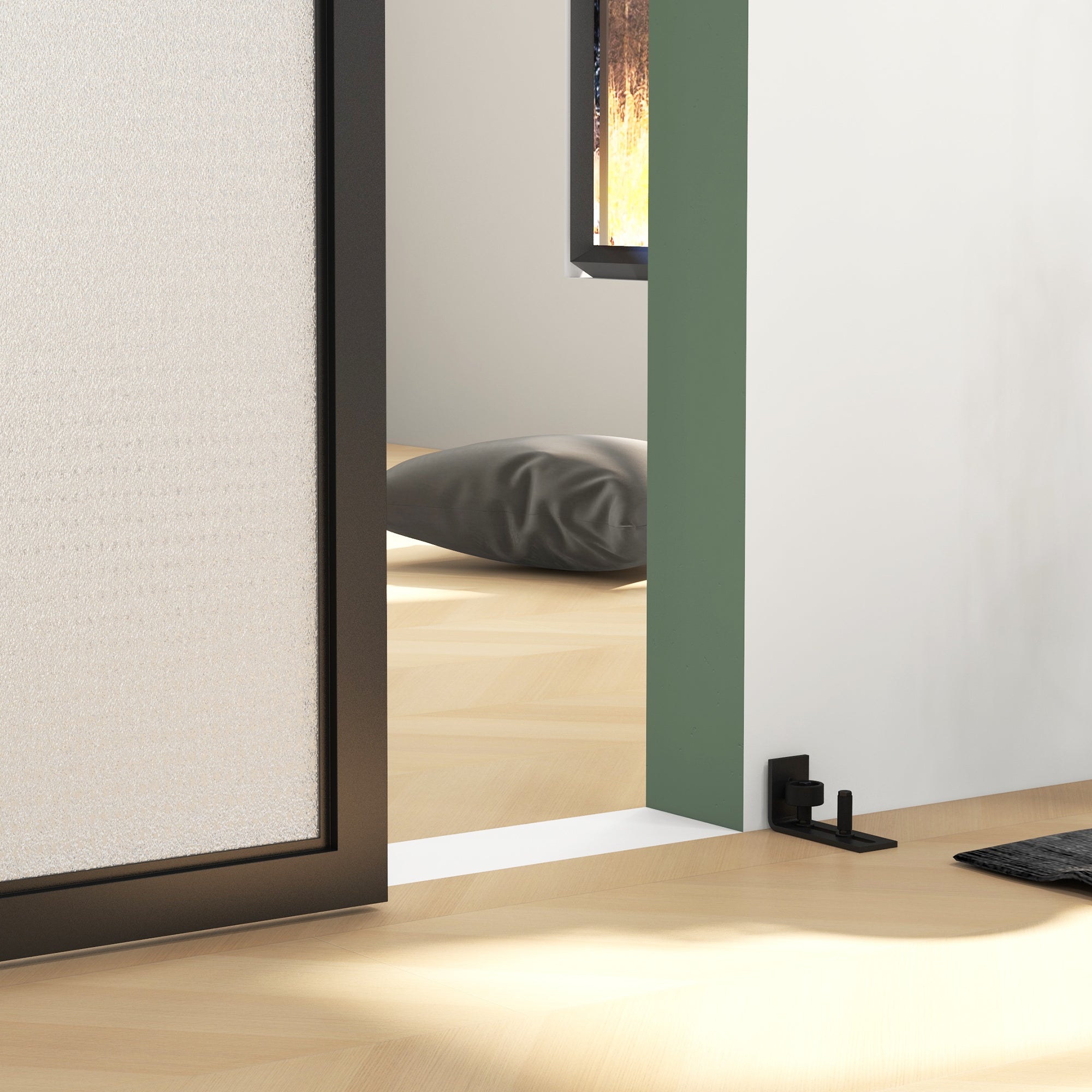 HOMCOM Schiebetür-Bausatz, leise & leichtgängig, für Holz- & Zementwände, 183cm, Stahl, Schwarz