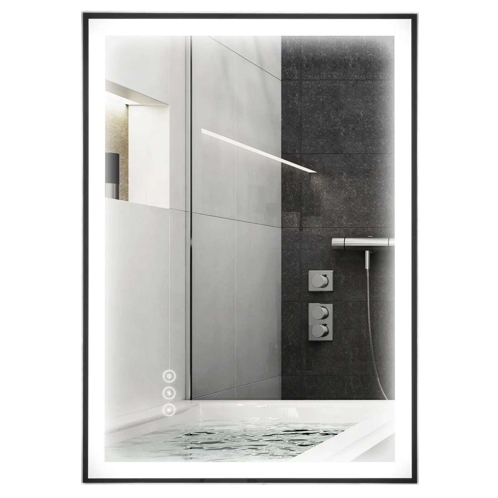 Kleankin Badspiegel LED Nebelfrei 3 Farben Touch kupferfrei