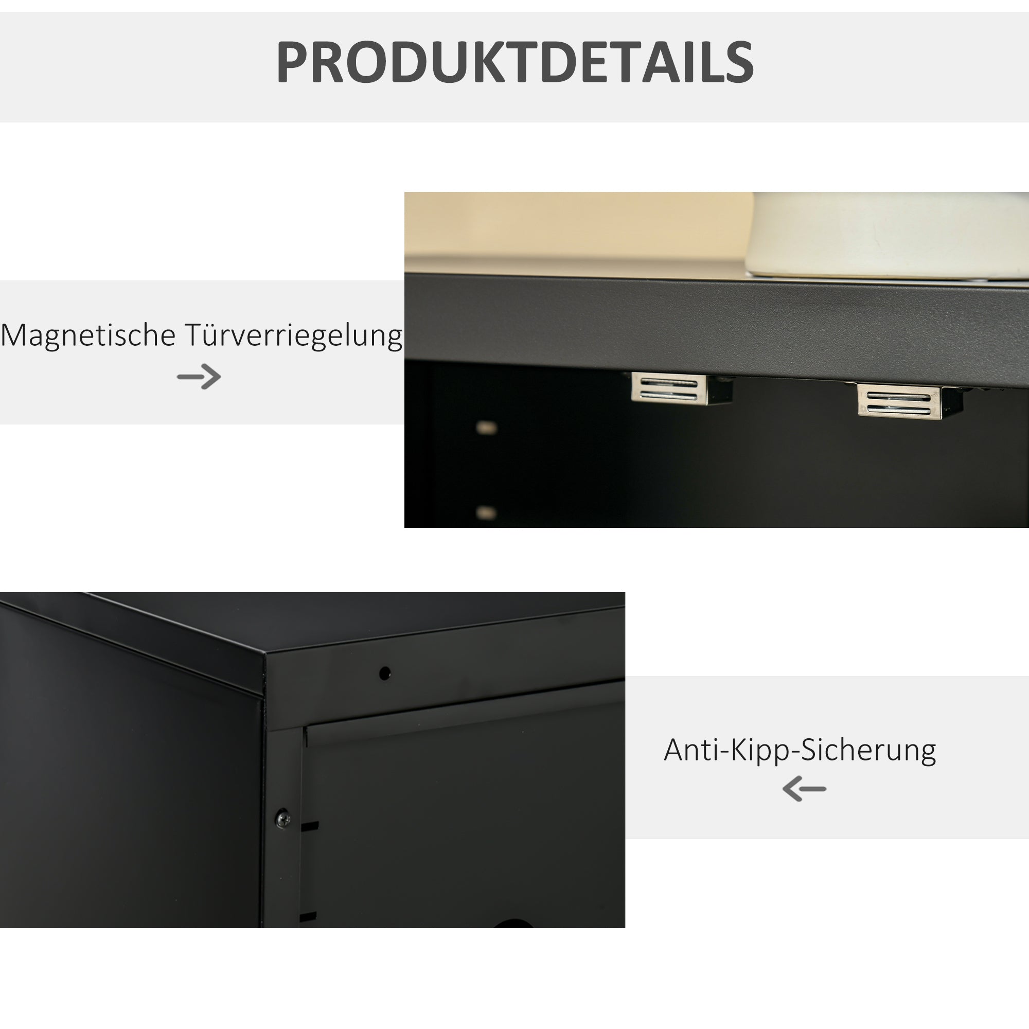 HOMCOM Aktenschrank Metallschrank Mehrzweckschrank mit magnetischer Lamellen-Doppeltür Verstellbarer Einlegeboden Büroschrank Aufbewahrungsschrank für Arbeitszimmer Wohnzimmer 75 x 33 x 110 cm Schwarz