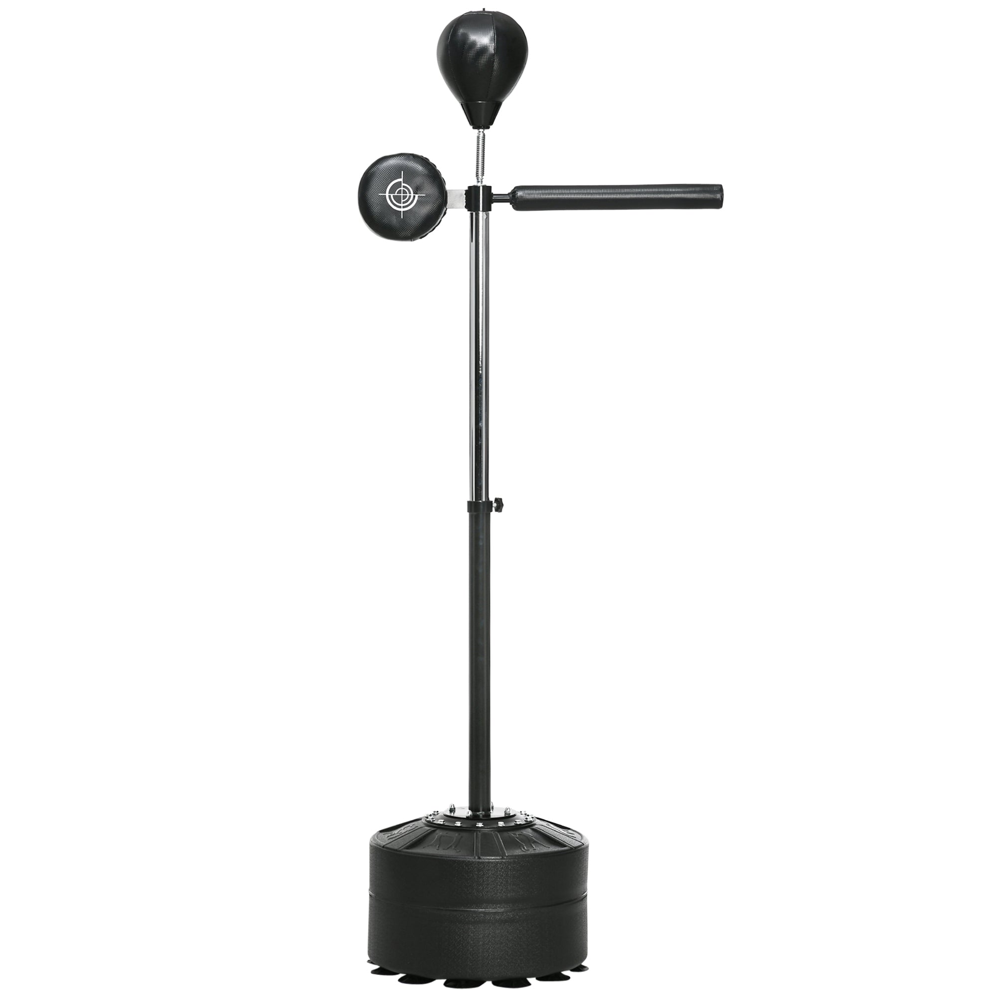 SPORTNOW Höhenverstellbarer Punchingball, 360° drehbar, inkl. Boxbandagen, Schwarz, 80,5 x 48 x 163-205 cm