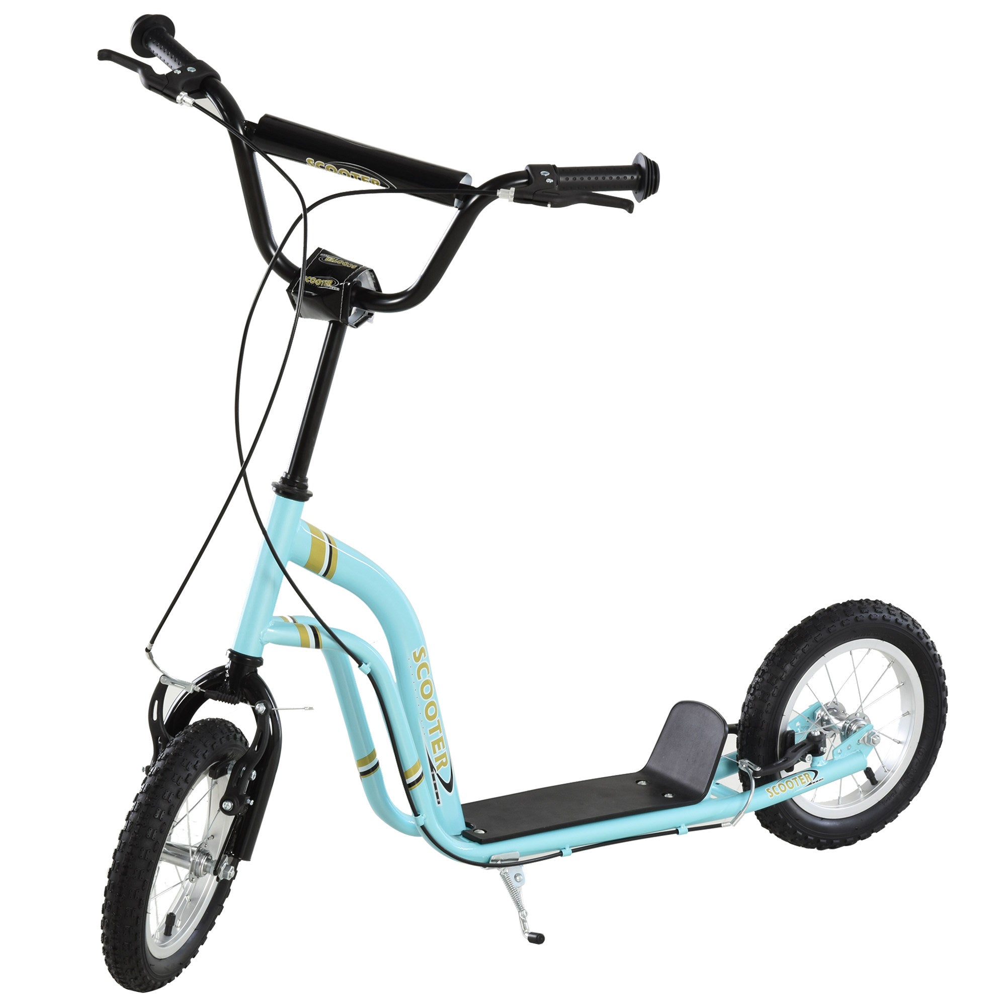 HOMCOM Kinderroller ab 5 Jahre, Tretroller, Cityroller für Kinder, Aluminium, 120 x 58 x 85-95 cm, Hellblau
