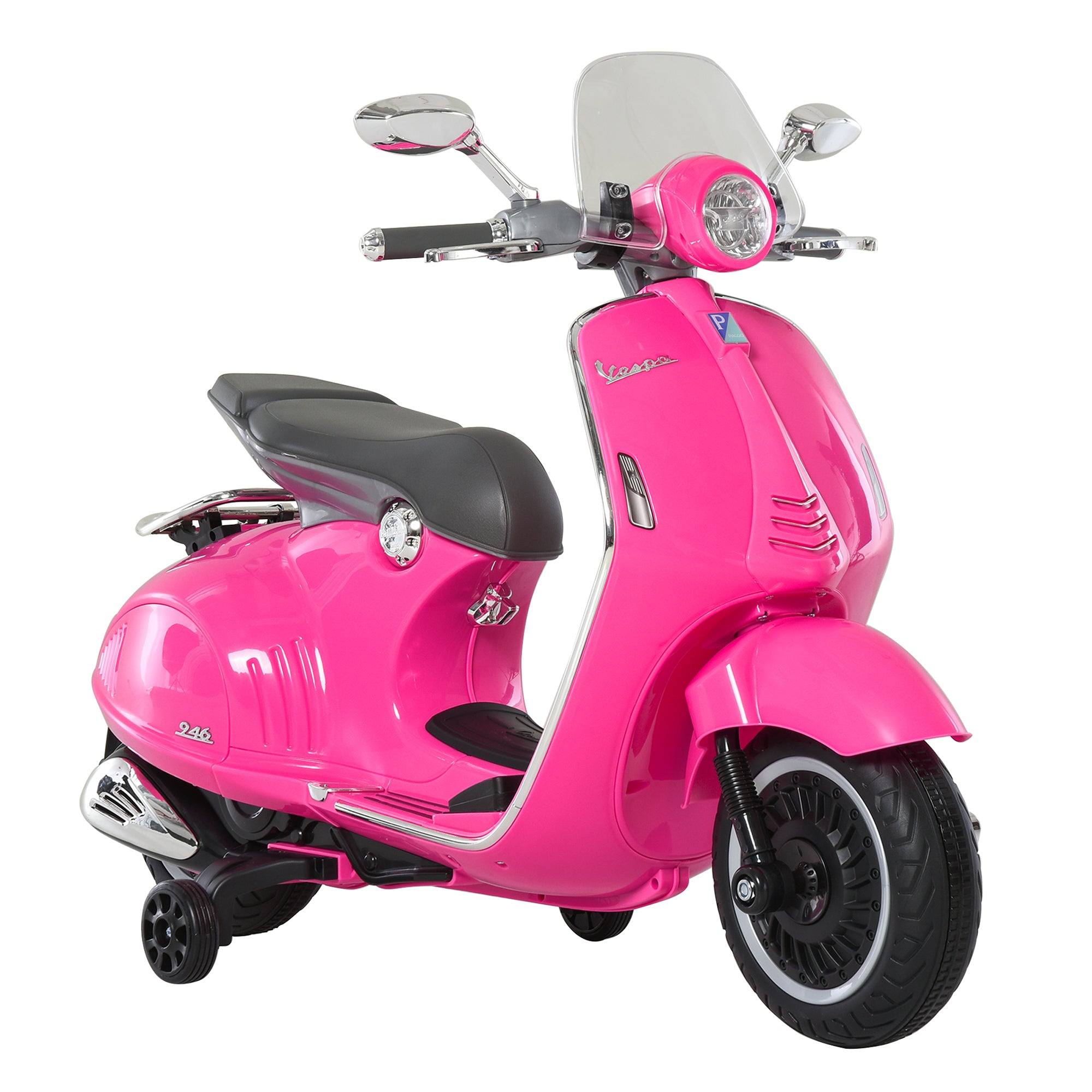 HOMCOM Elektro-Motorrad für Kinder mit MP3-Musik, Scheinwerfern, 3-6 Jahre, Kunstleder, Metall, 108 x 49 x 75 cm, Rosa