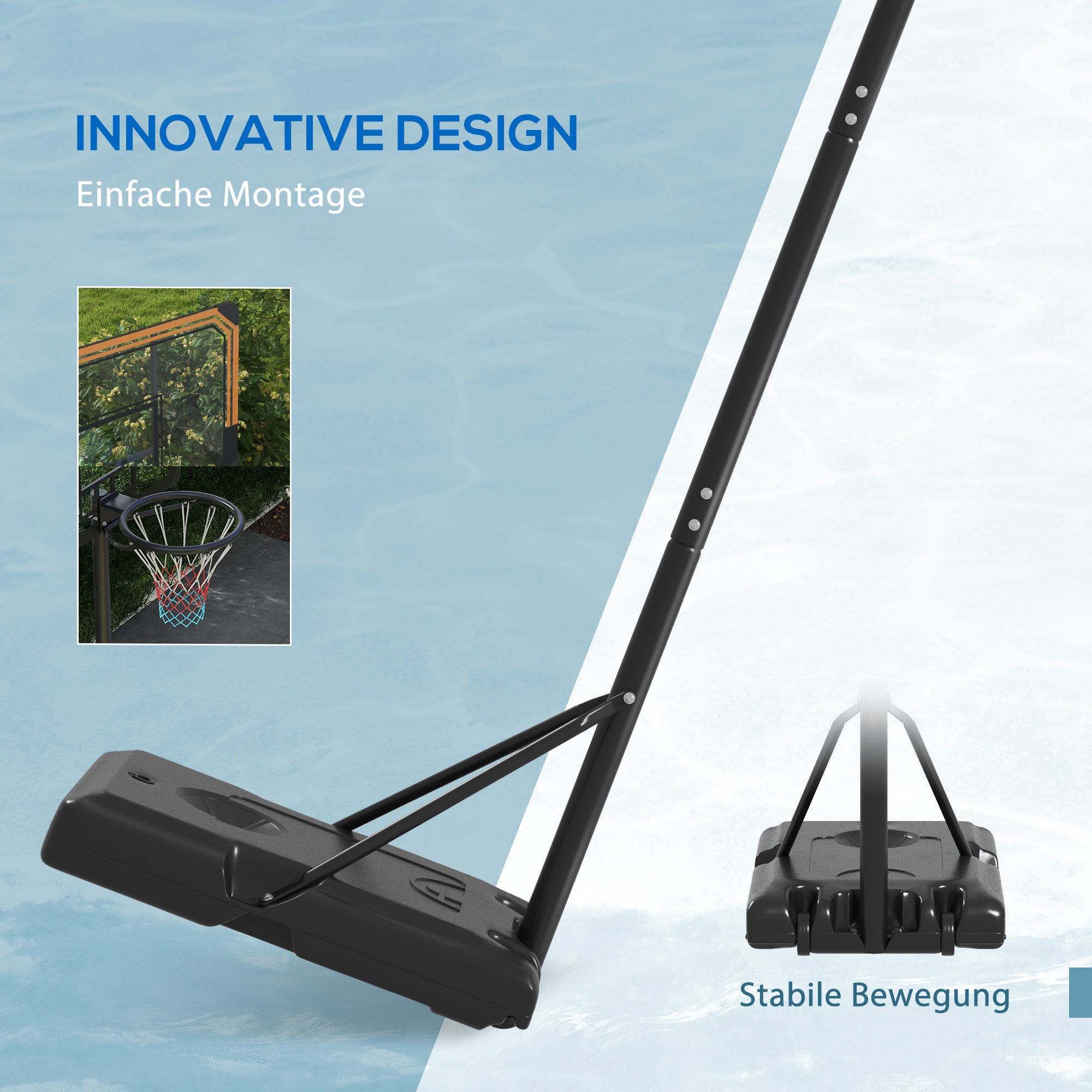 SPORTNOW Basketballständer, höhenverstellbar, 182-213 cm Korbhöhe, wetterfest, mit Rollen, Metallrahmen