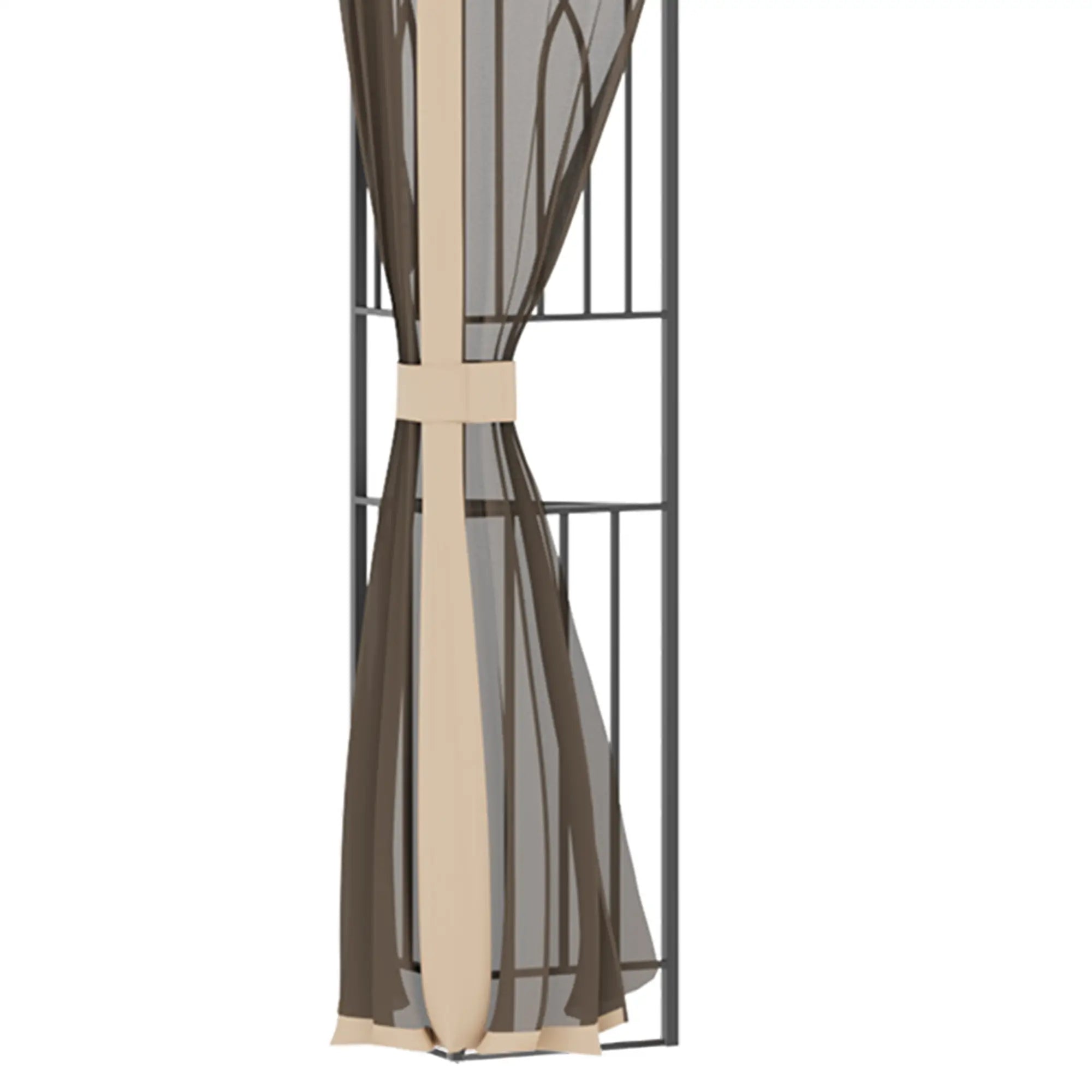 Outsunny Gartenpavillon 3,65?×?3?m mit Doppeldach & Moskitonetz – Braun/Beige