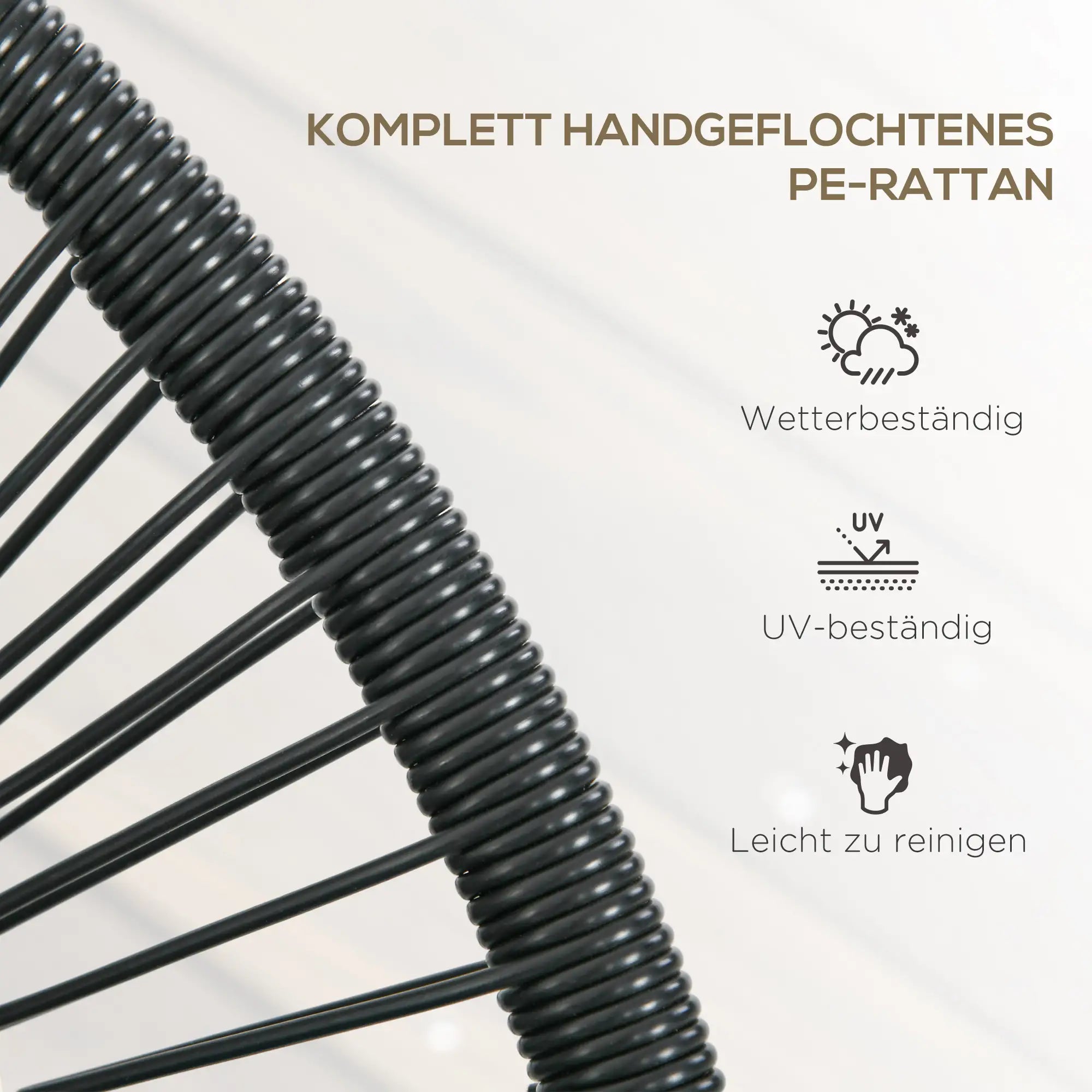 Outsunny Polyrattan Gartenbank 2-Sitzer Outdoor Balkon wetterfest