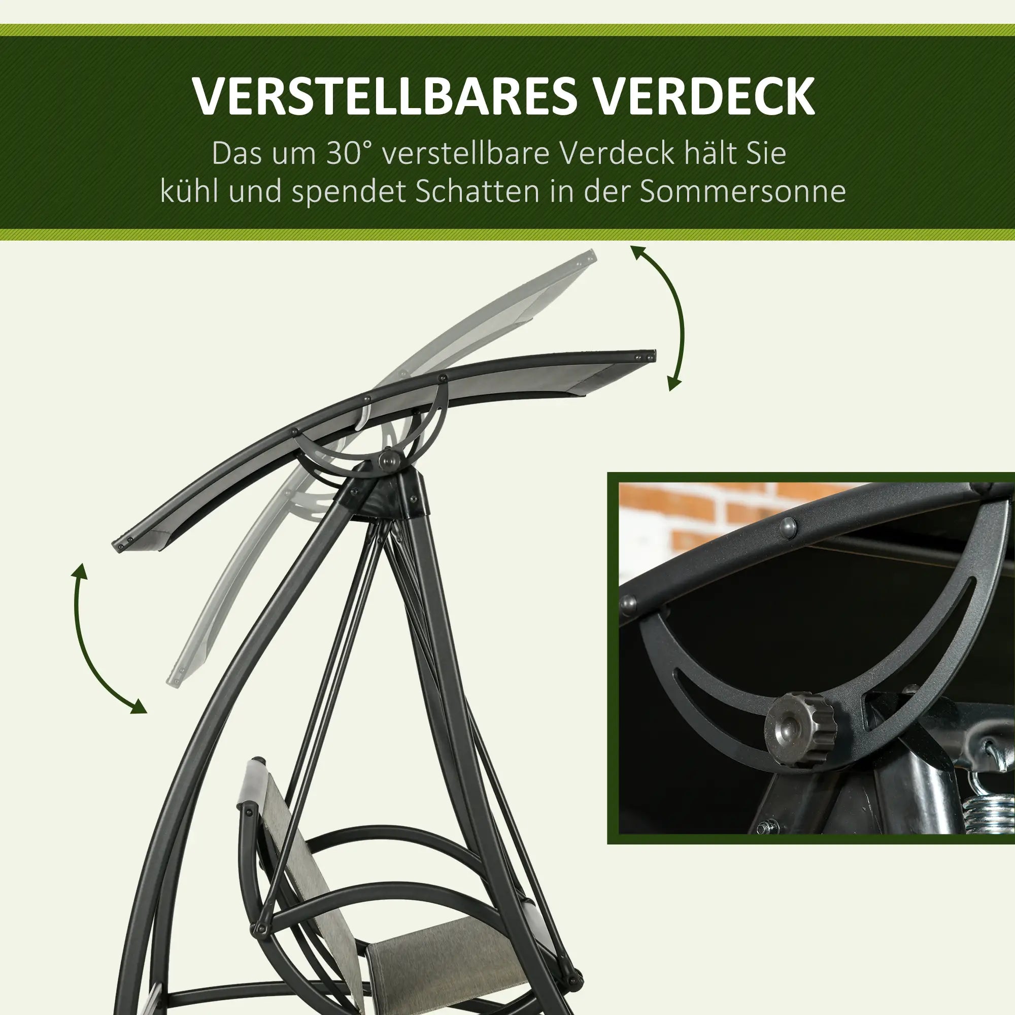 Outsunny 3-Sitzer Hollywoodschaukel Schwarz