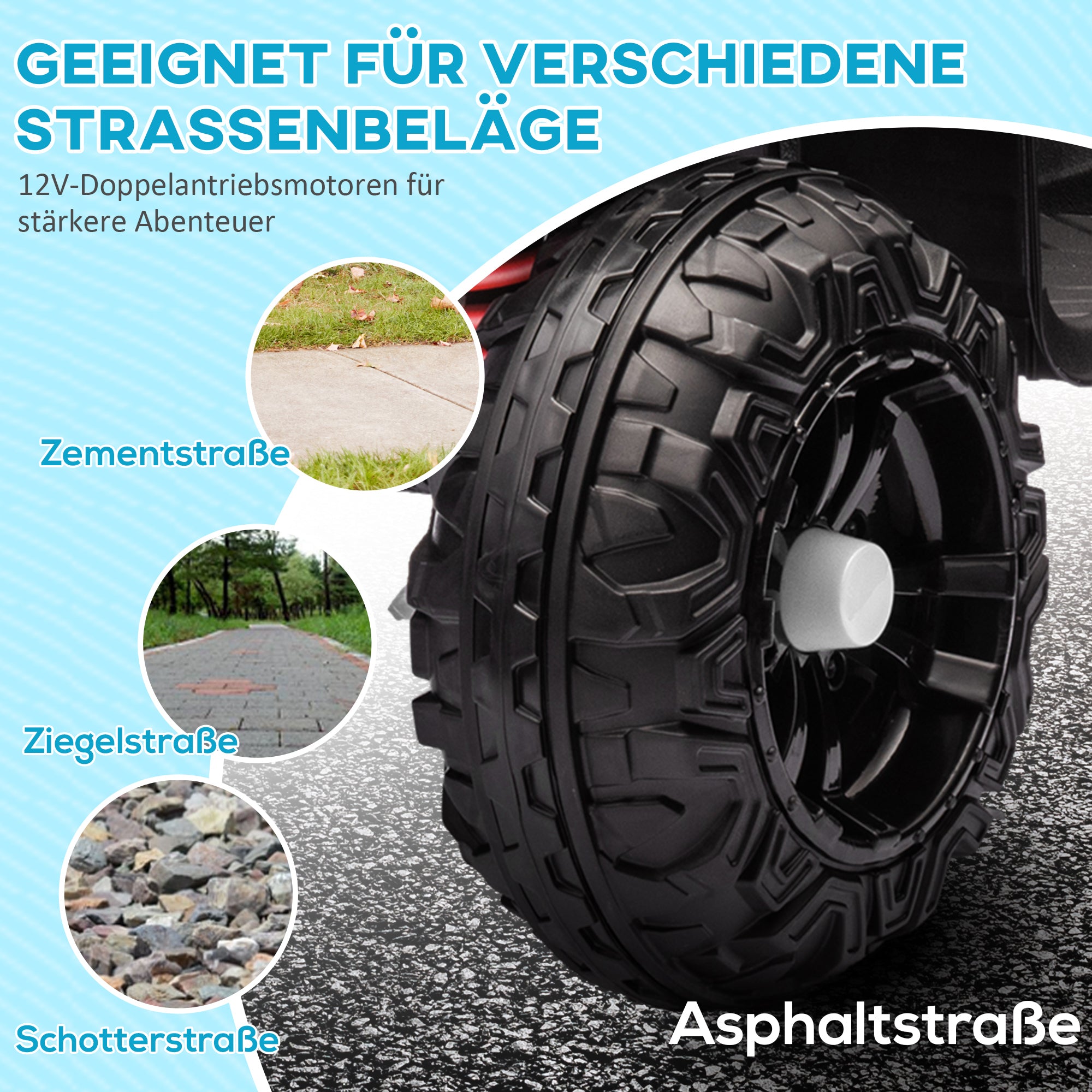 AIYAPLAY Elektro-Kinderquad, Licht & Musik, Federung, 5 km/h, 50 Min. Fahrzeit, für 3-5 Jahre, Weiß