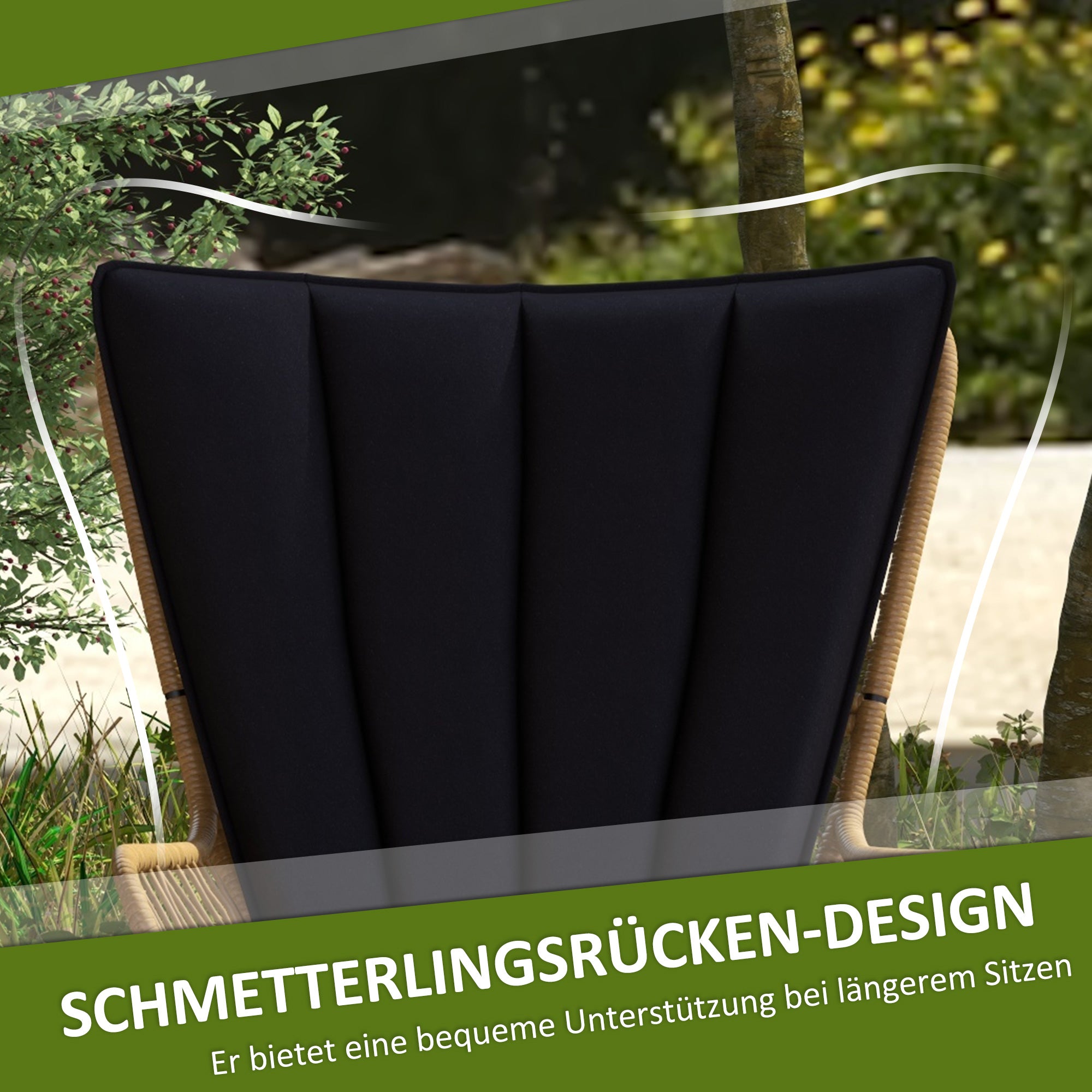 Outsunny Bistro-Set Balkonmöbel-Set Balkonmöbel, Boho-Stil, wetterbeständig, 76 x 66 x 96 cm, Schwarz