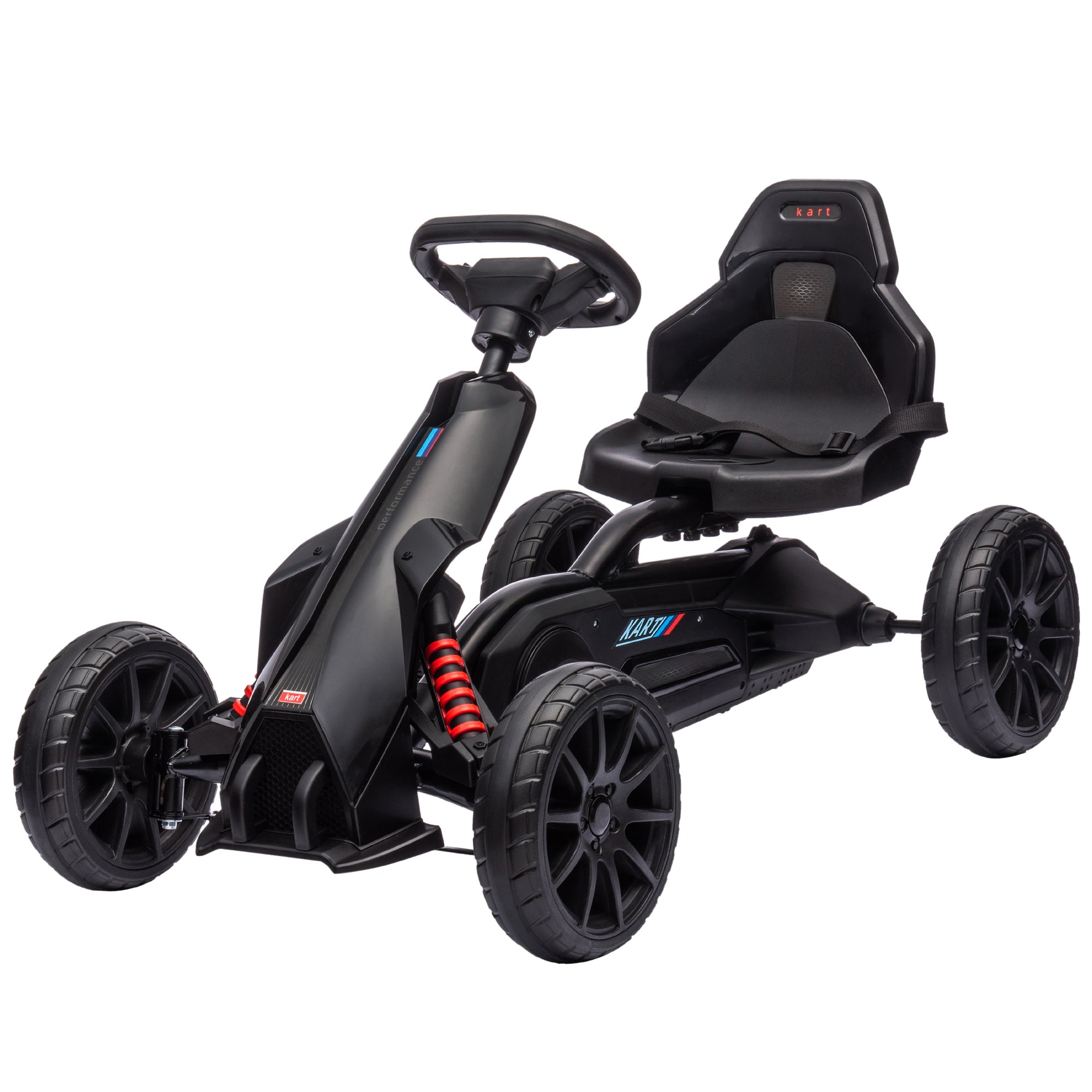 HOMCOM Go-Kart, Kinderfahrzeug mit verstellbarem Sitz, Tretfahrzeug, Tretauto mit Handbremse, 3-8 Jahre, Outdoor, Schwarz