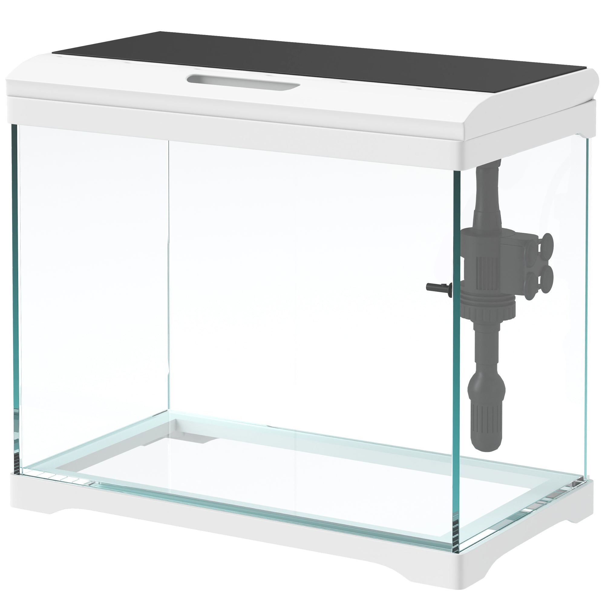 PawHut Aquarium, 17 L Tropenfischaquarium, leichte Pflege, klare Sicht, mit LED-Leuchten, 35L x 21B x 31H cm, Weiß+Schwarz