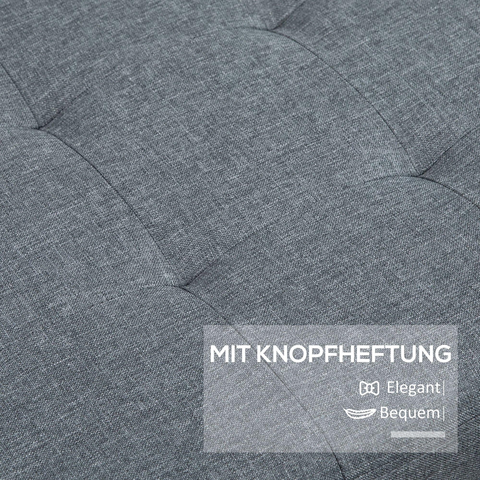 HOMCOM Sitzbank mit Stauraum, Ottomane, Flurbank, Knopfheftung,125,1 cm x 48,9 cm x 41,3 cm, Grau