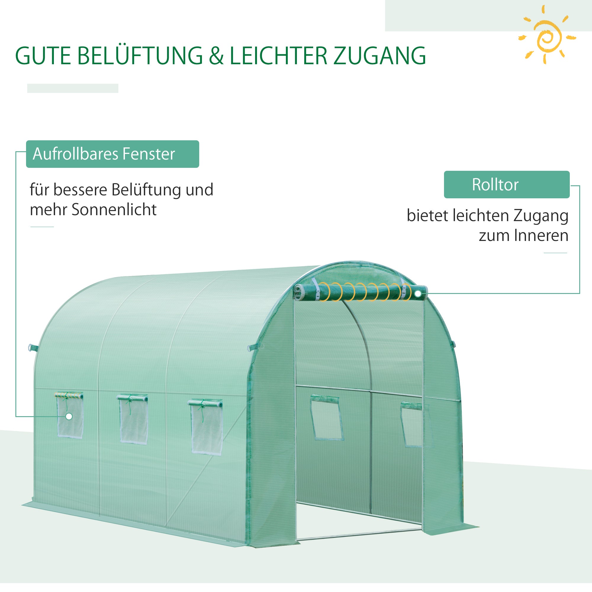 Outsunny Gewächshausfolie, 3 x 2 x 2 m, wasserdichte Gartenplane mit UV-Schutz, Kunststoff-Folie, Abdeckplane für Treibhaus, Folientunnel, Tunnelfolie für Außenbereich, Grün