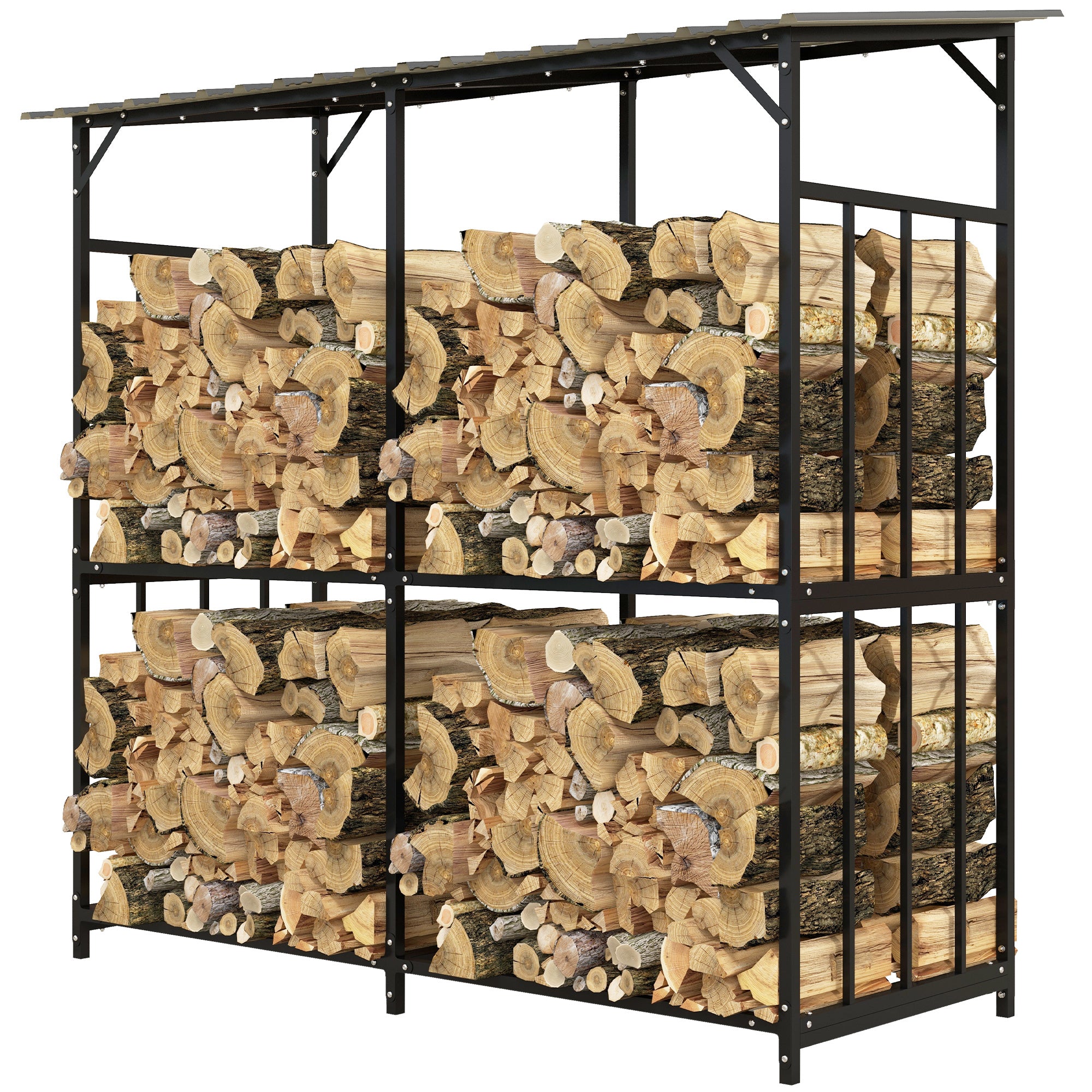 Outsunny Kaminholzregal 1,17?m³ mit Abdeckung, Schwarz