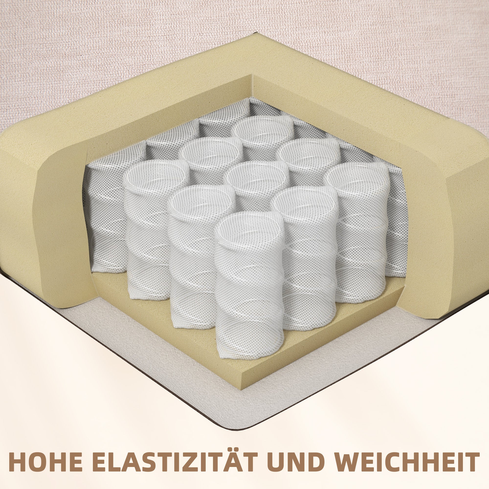 HOMCOM Massagesessel mit Wärme- & Liegefunktion, drehbar, bis 150 kg, Metallgestell, 98x90x98cm, Beige