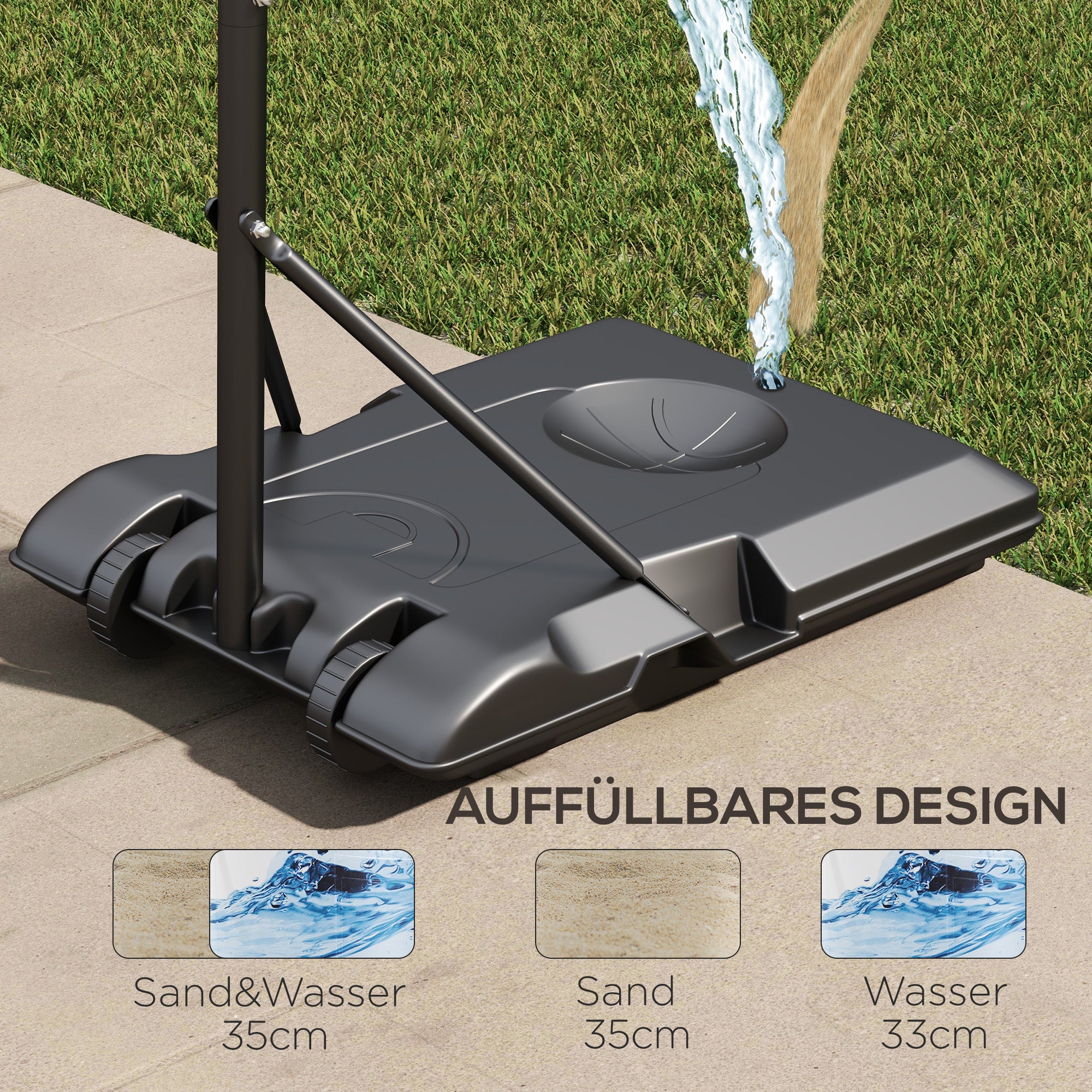 SPORTNOW Höhenverstellbarer Basketballkorb, freistehend, mit Netz und Rädern, große Basis, 179-209 cm, Kunststoff, Stahl