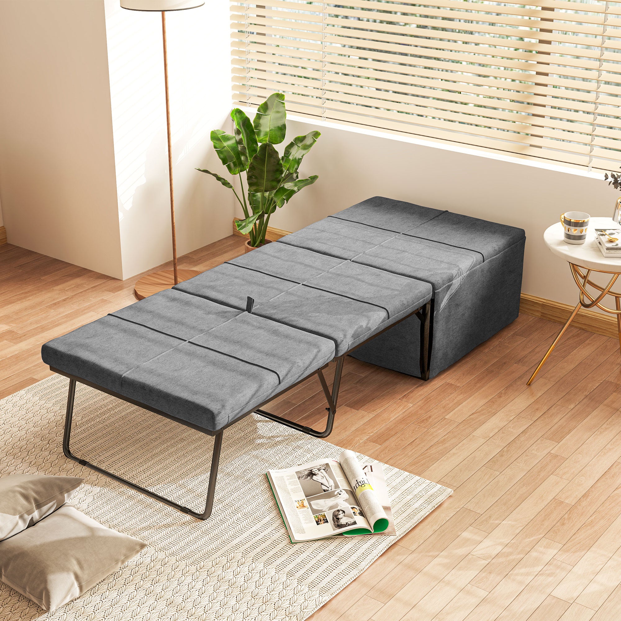 HOMCOM Klappbett, mit Matratze und Schutzabdeckung, 190 x 69 x 38,5 cm, Grau