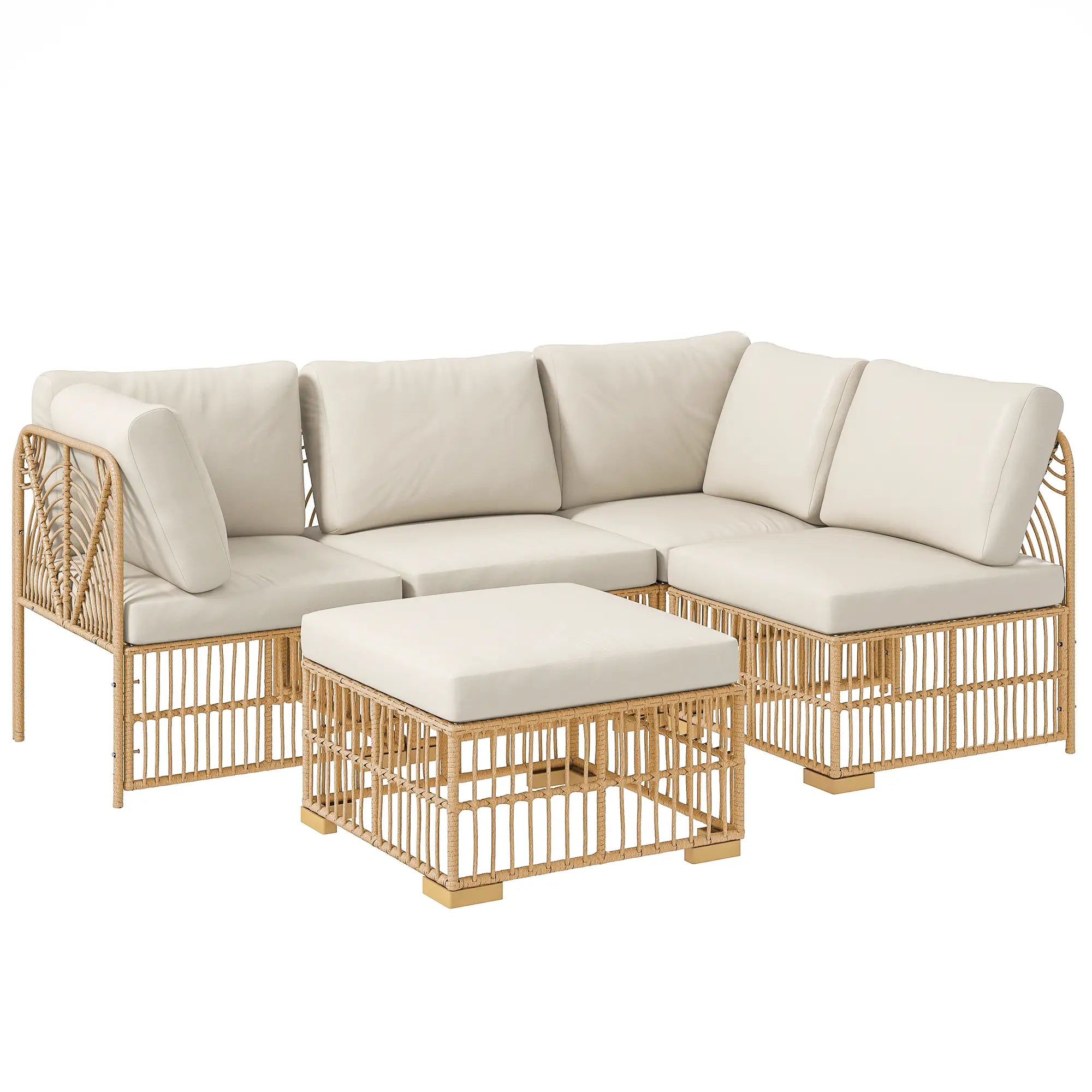 Outsunny Rattan Lounge Set 5-tlg. mit Kissen, wetterfest