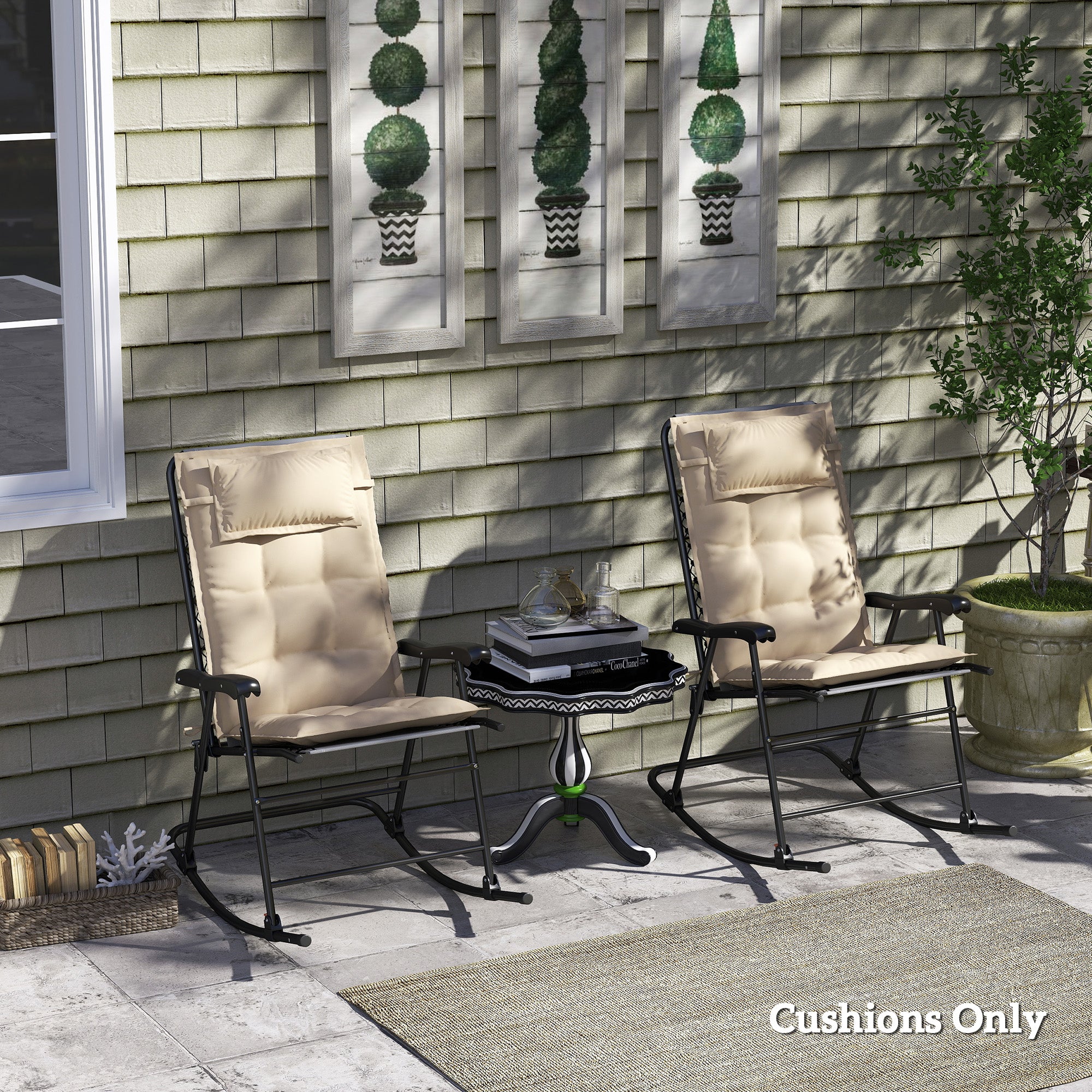 Outsunny 2er Set Auflage für Sonnenliege Wasserabweisend Liegenauflage für Gartenliege Polsterauflage 50x116x5 cm, Beige