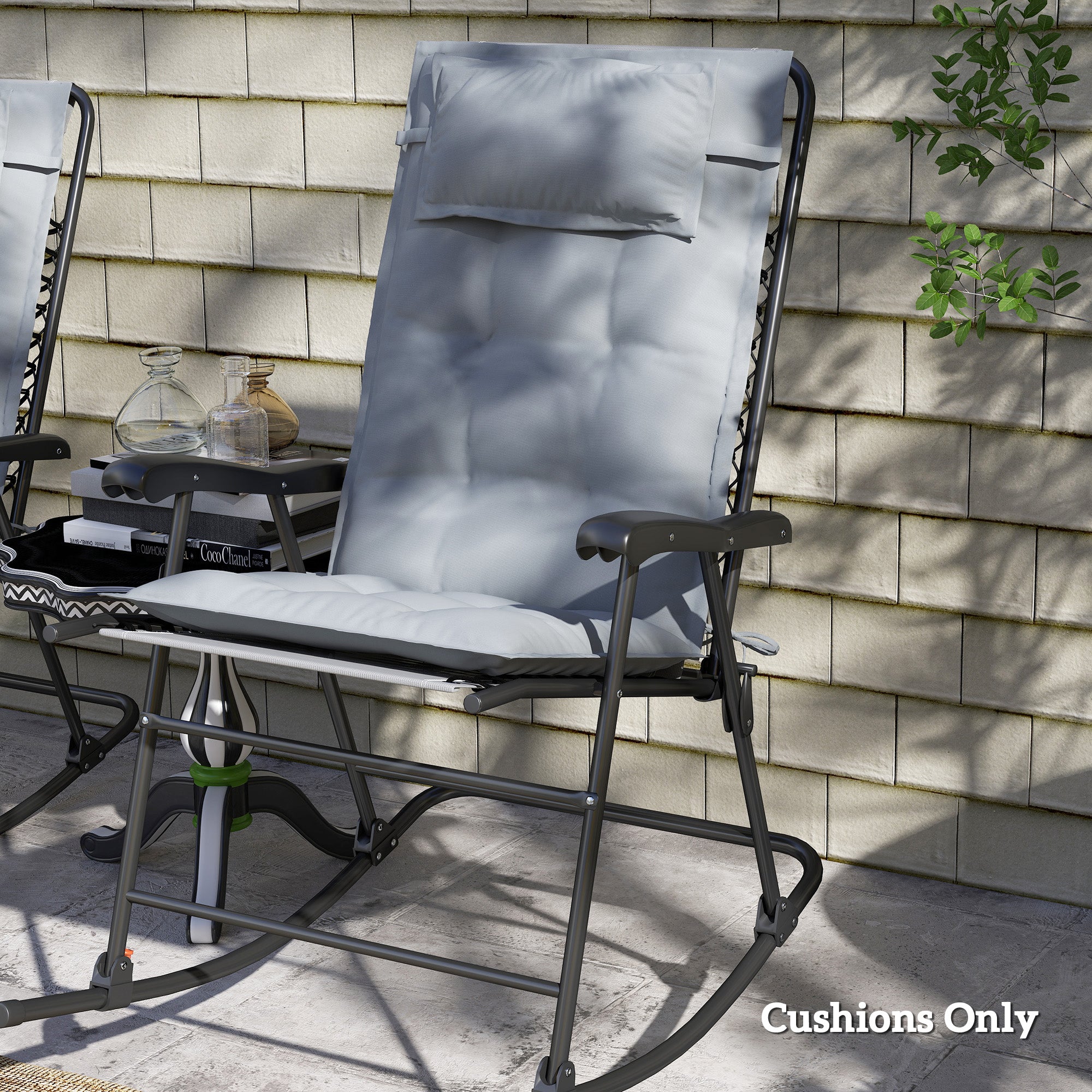 Outsunny 2er Set Auflage für Sonnenliege Wasserabweisend Liegenauflage für Gartenliege Polsterauflage 50x116x5 cm, Hellgrau