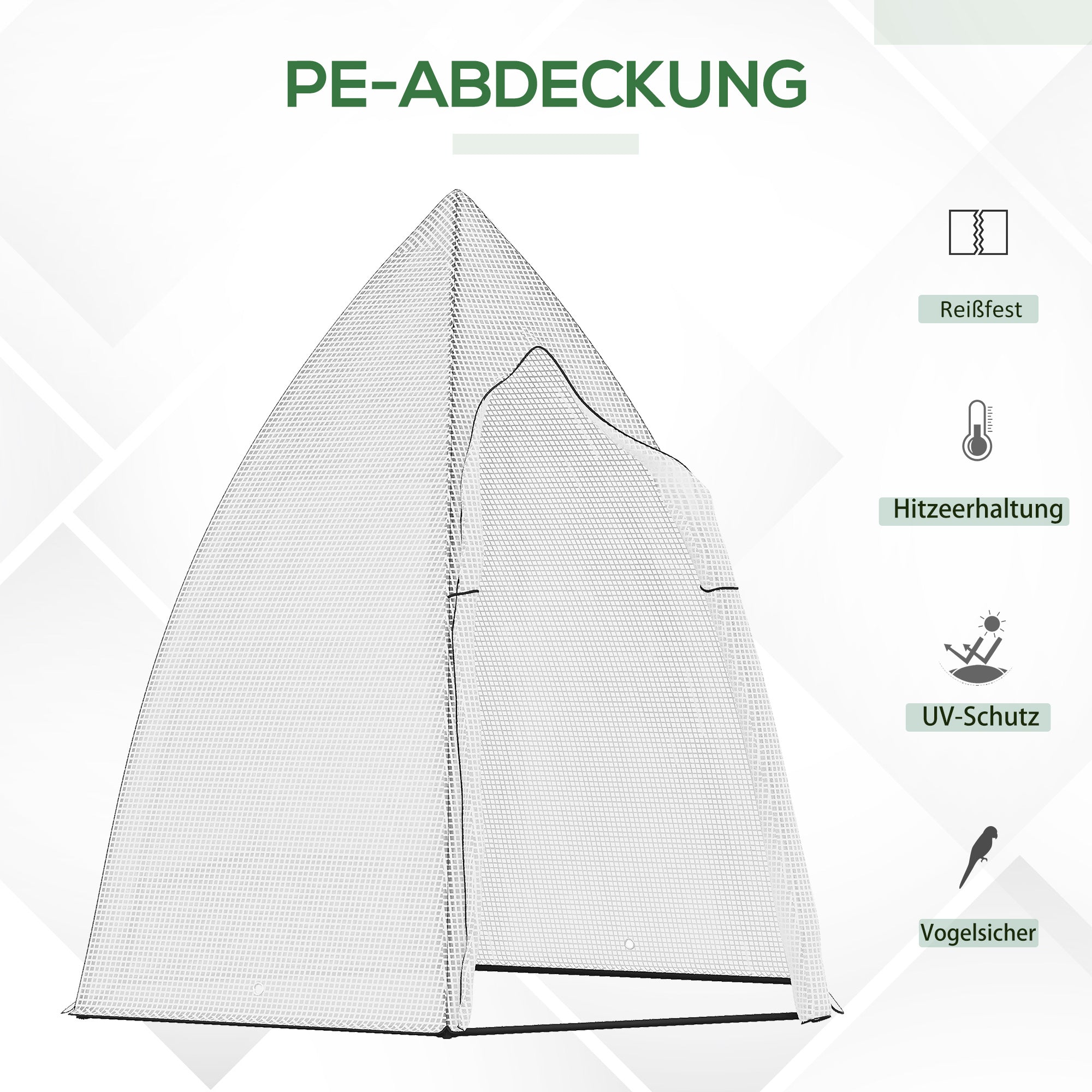 Outsunny Mini Gewächshaus Überwinterungszelt für Pflanzen mit Rolltür Garten Balkon Winterschutz Weiß 160 x 140 x 180 cm