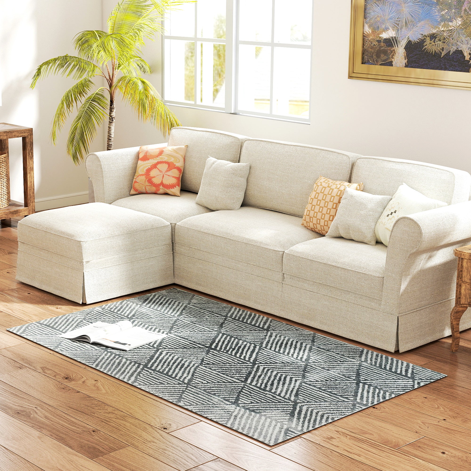 HOMCOM Teppich Wohnzimmerteppich im Modern Stil, waschbar Flächenteppich 150 x 80 cm Dunkelgrau
