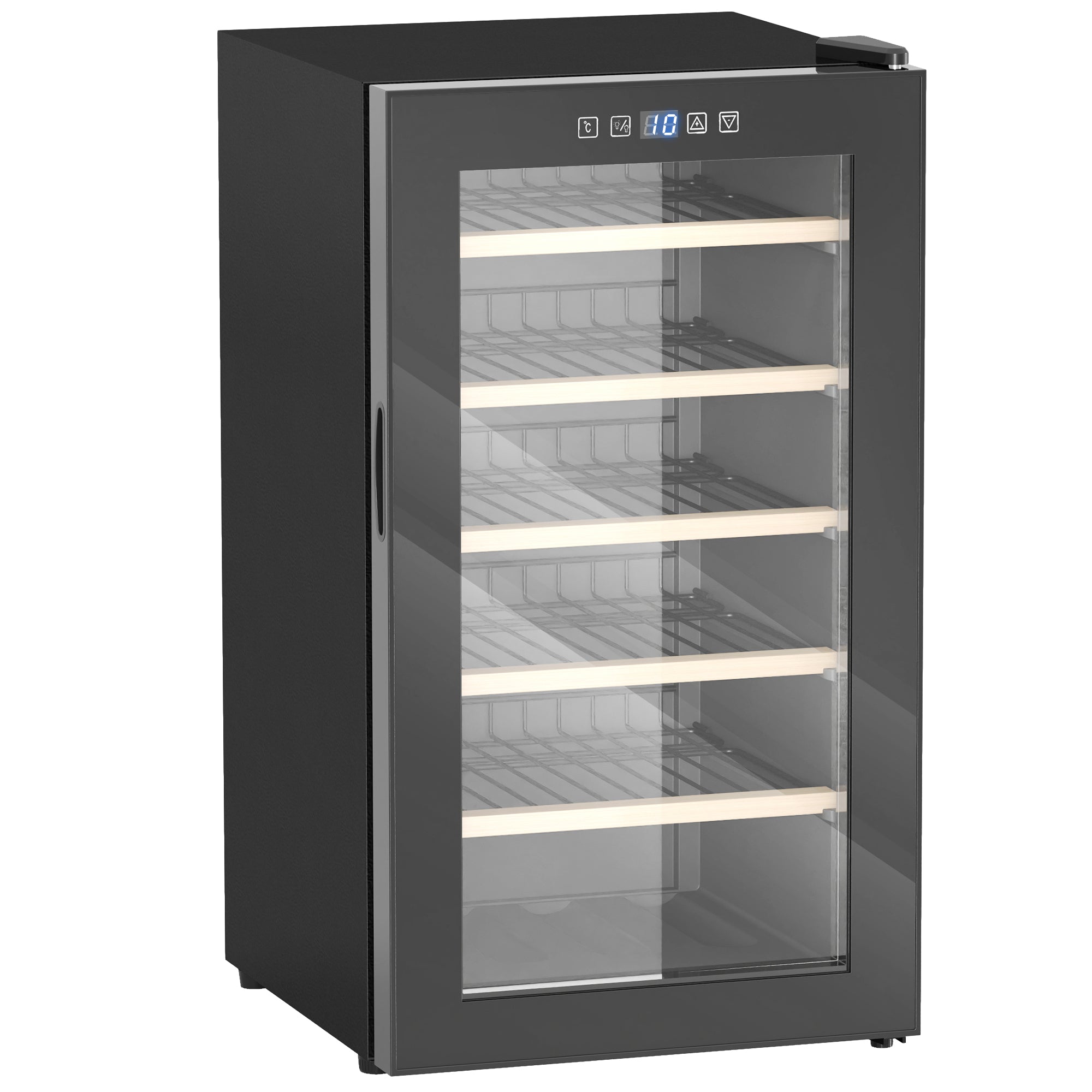 HOMCOM Weinkühlschrank für 41 Weinflaschen, 91 Liter Kapazität, Getränkekühlschrank mit LED-Anzeige, Touchscreen, Schwarz