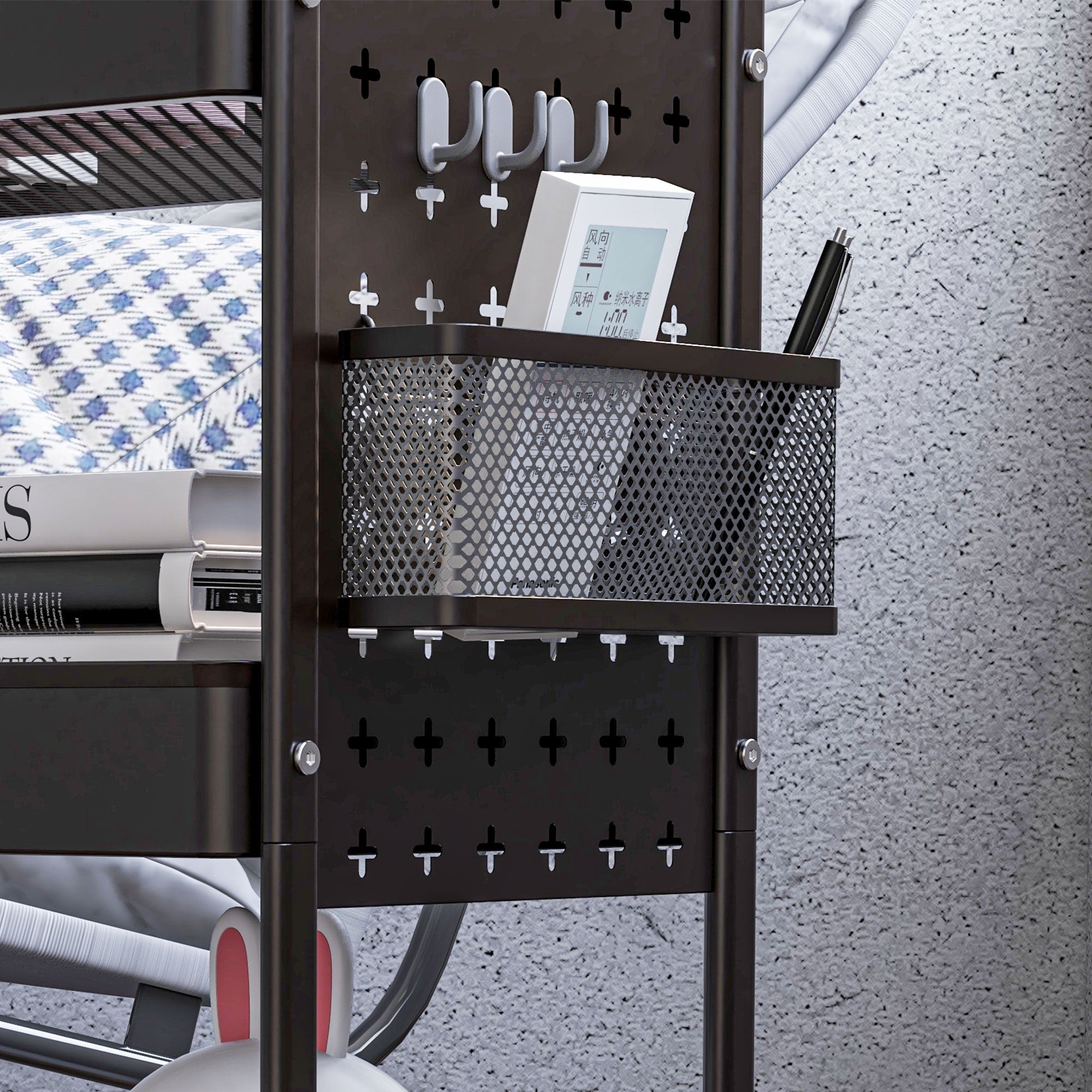 HOMCOM Mehrzweckwagen Rollwagen Küchenwagen, 3 Regale, 4 Rollen, 53,5 cm x 30,5 cm x 75 cm, Schwarz