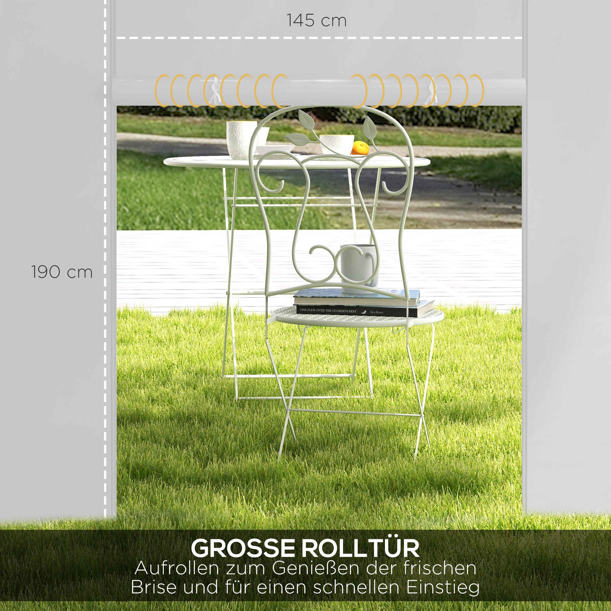 Outsunny Pavillon-Vorhänge, 2er-Set, für 3x6m oder 3x3m Gartenpavillons, mit Fenstern und Türen, Weiß